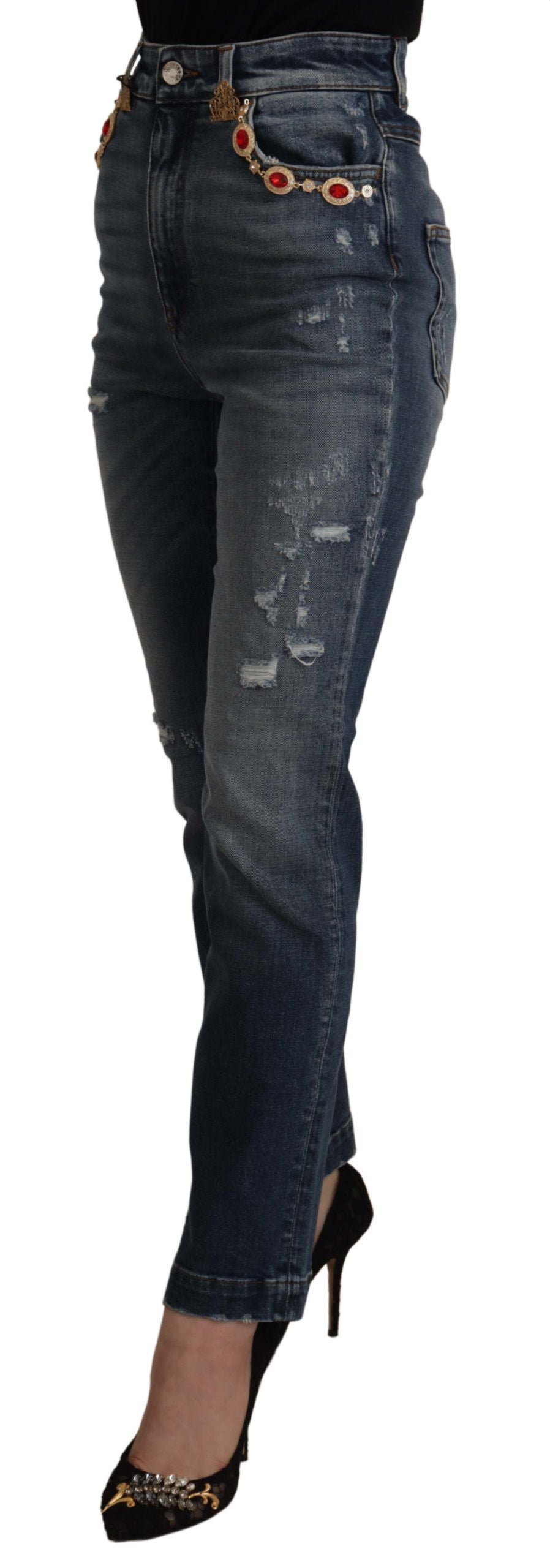 Dolce &amp; Gabbana – Designer-Skinny-Jeans mit hoher Taille in Blau