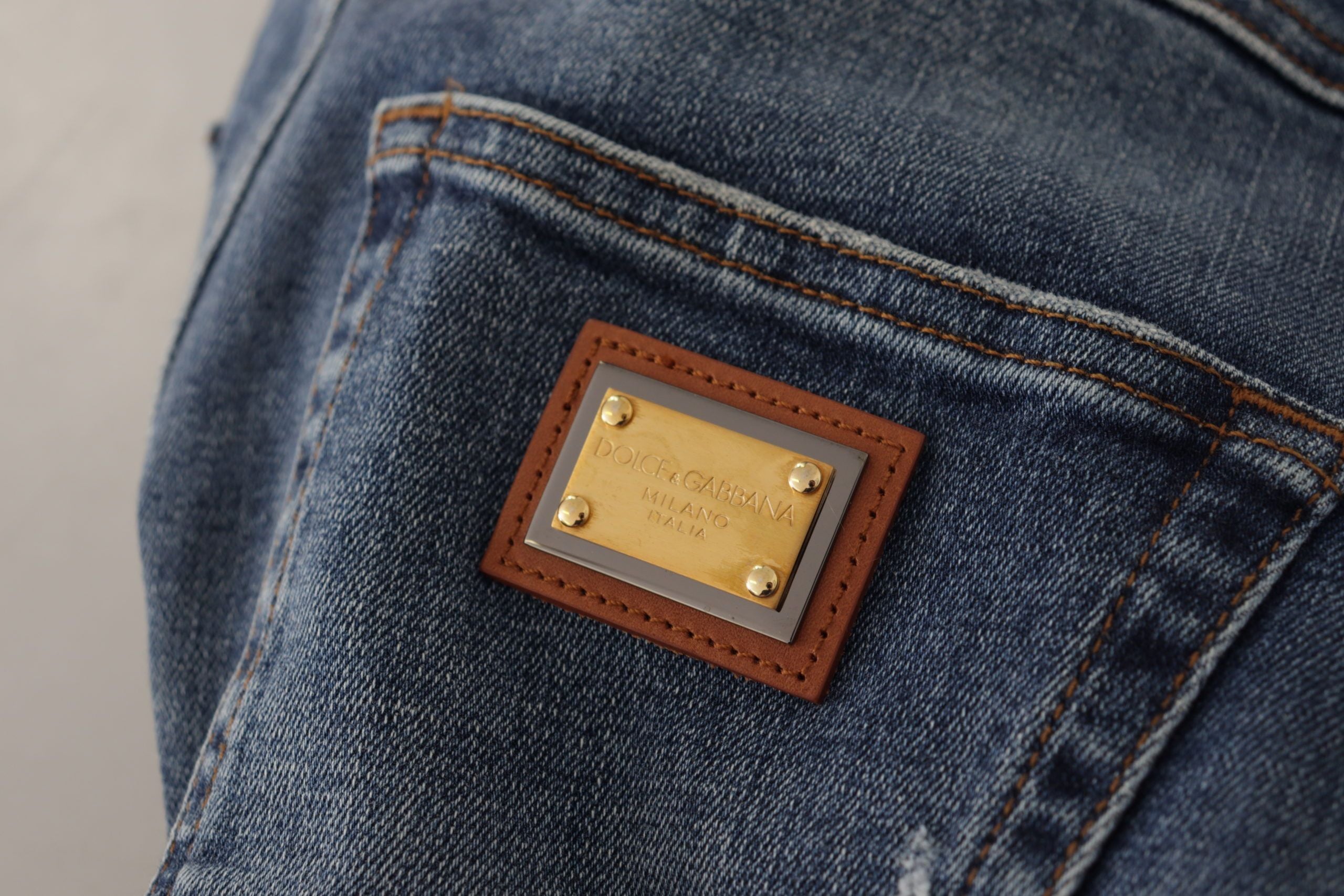 Dolce &amp; Gabbana – Designer-Skinny-Jeans mit hoher Taille in Blau