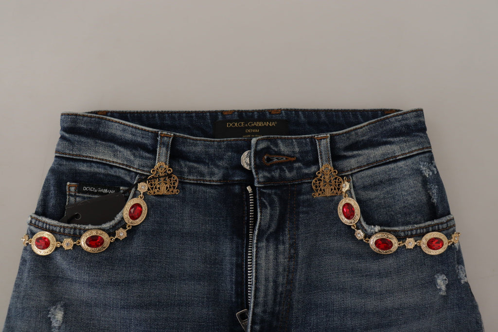 Dolce &amp; Gabbana – Designer-Skinny-Jeans mit hoher Taille in Blau