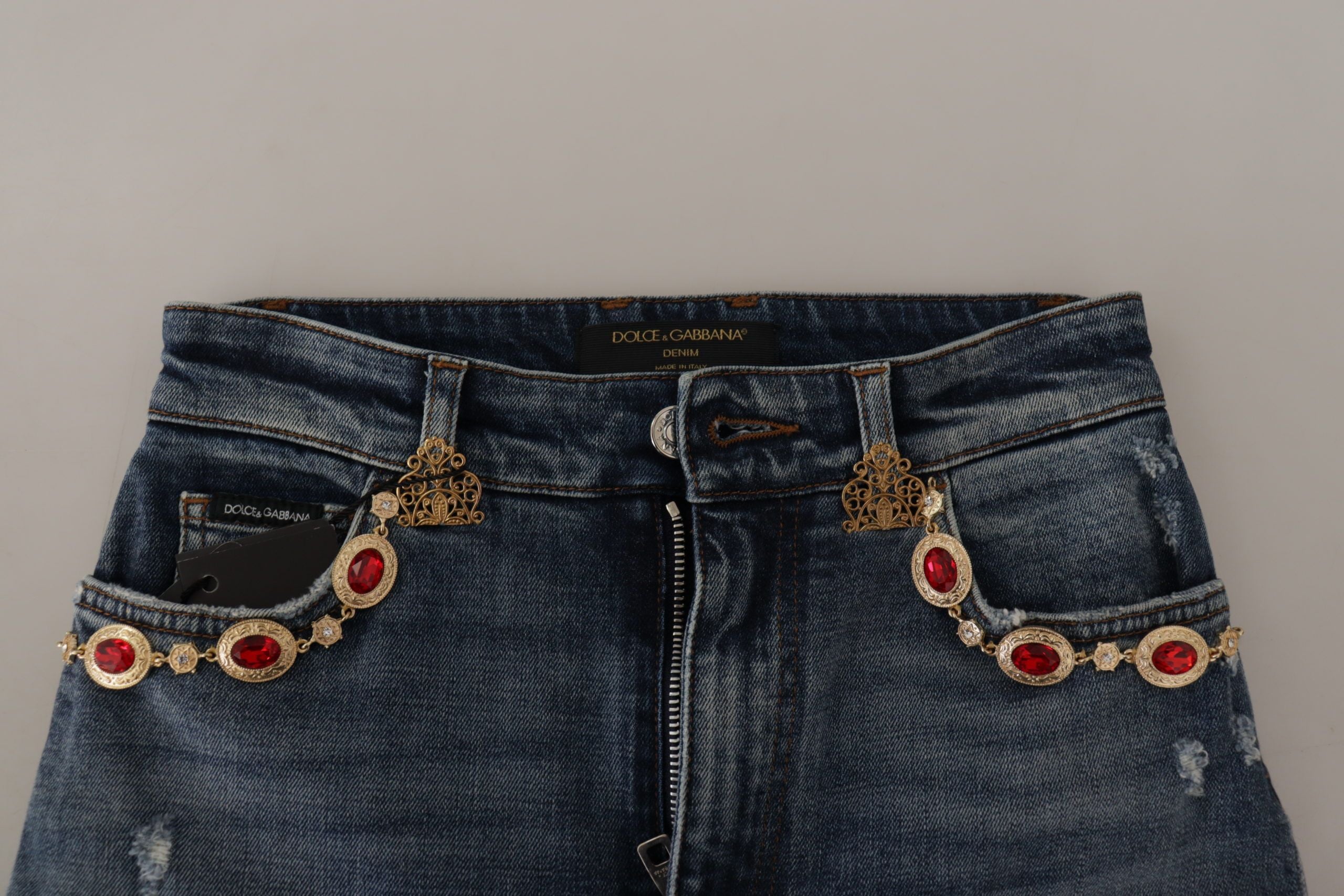 Dolce &amp; Gabbana – Designer-Skinny-Jeans mit hoher Taille in Blau