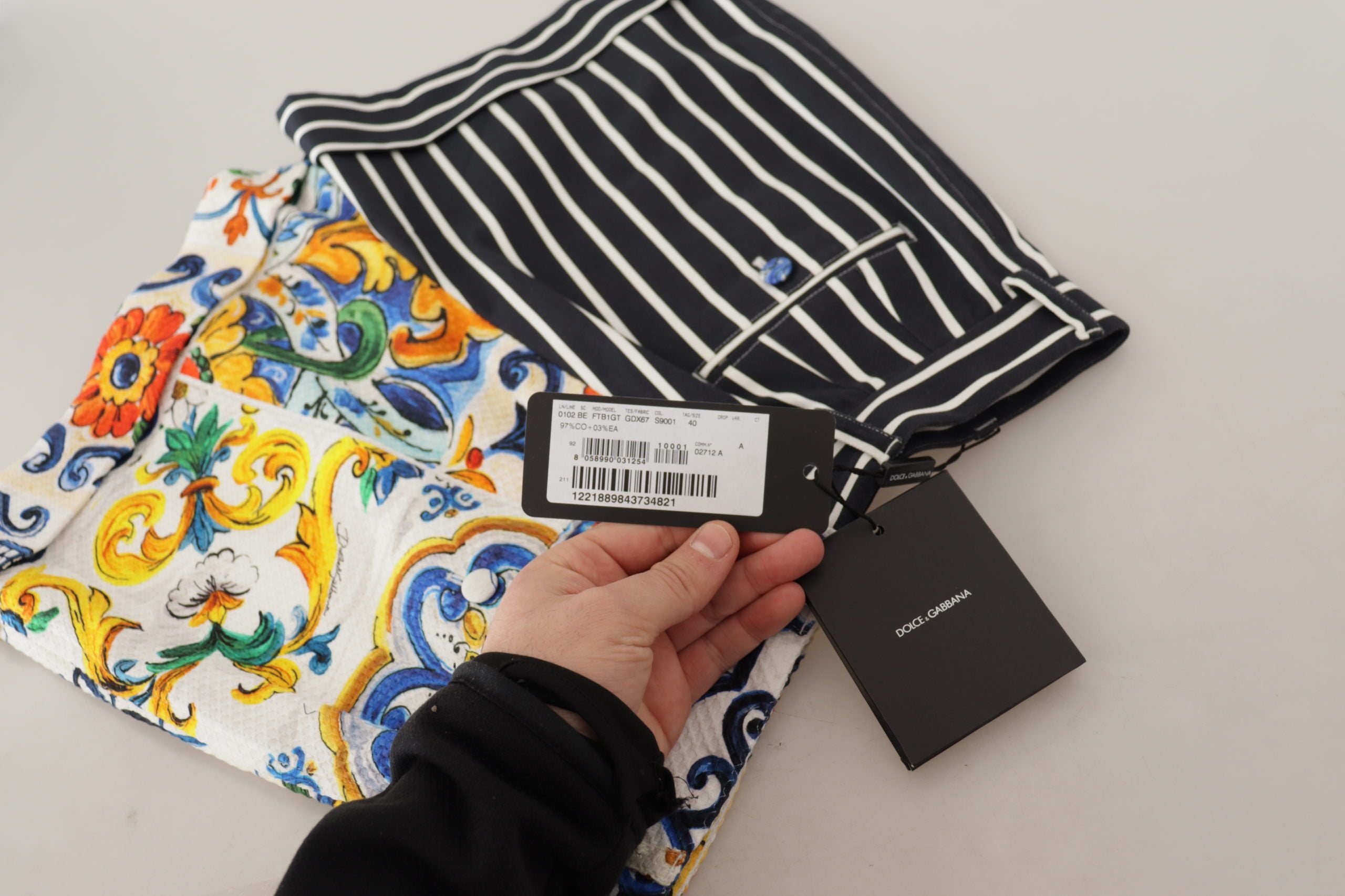 Dolce &amp; Gabbana Majolica Designer-Bermudashorts mit hoher Taille