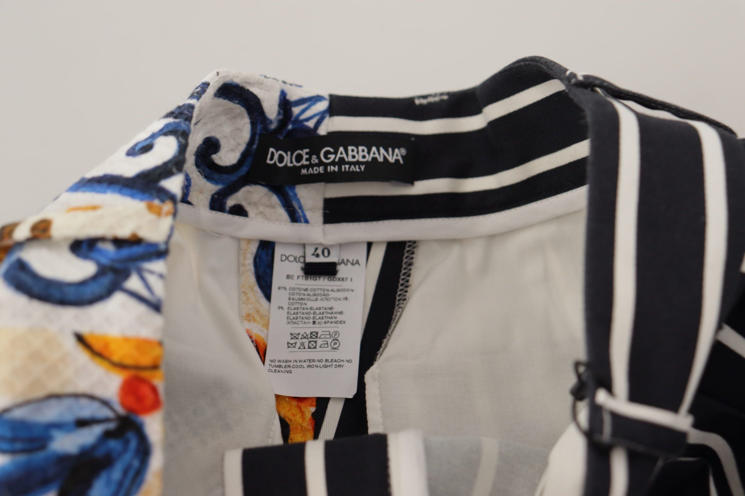 Dolce &amp; Gabbana Majolica Designer-Bermudashorts mit hoher Taille