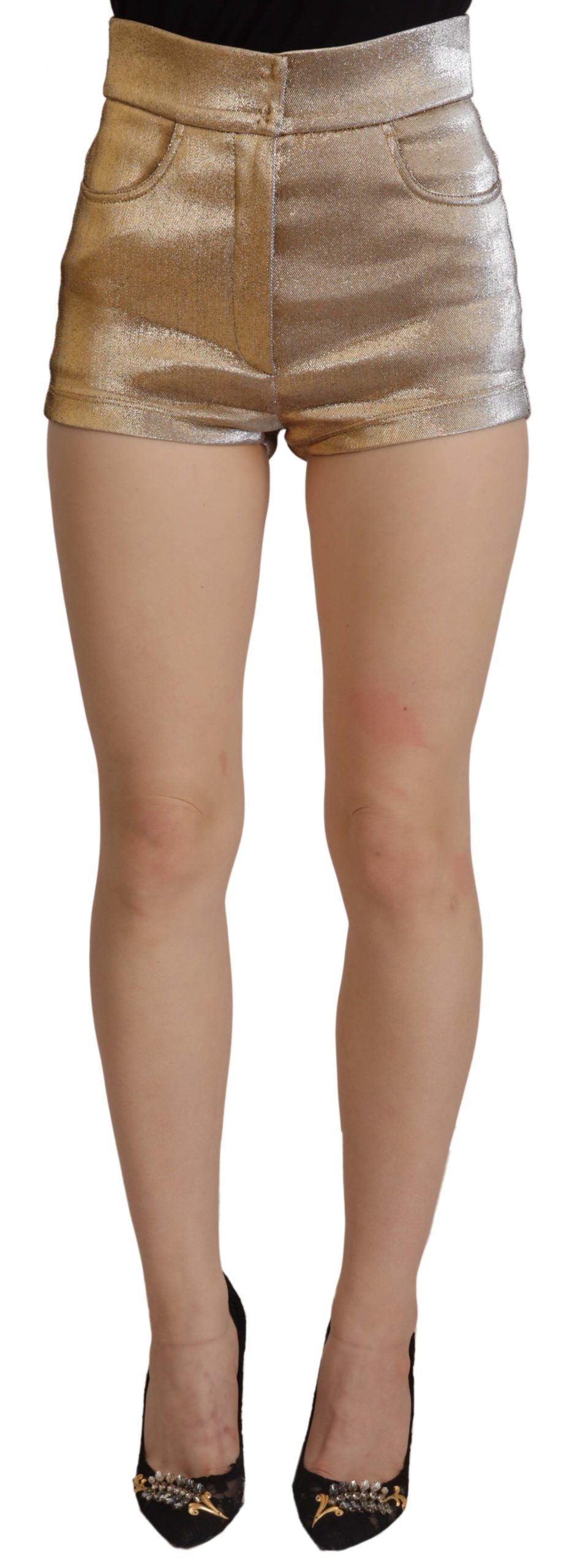 Dolce &amp; Gabbana Goldene Hotpants-Shorts mit hoher Taille