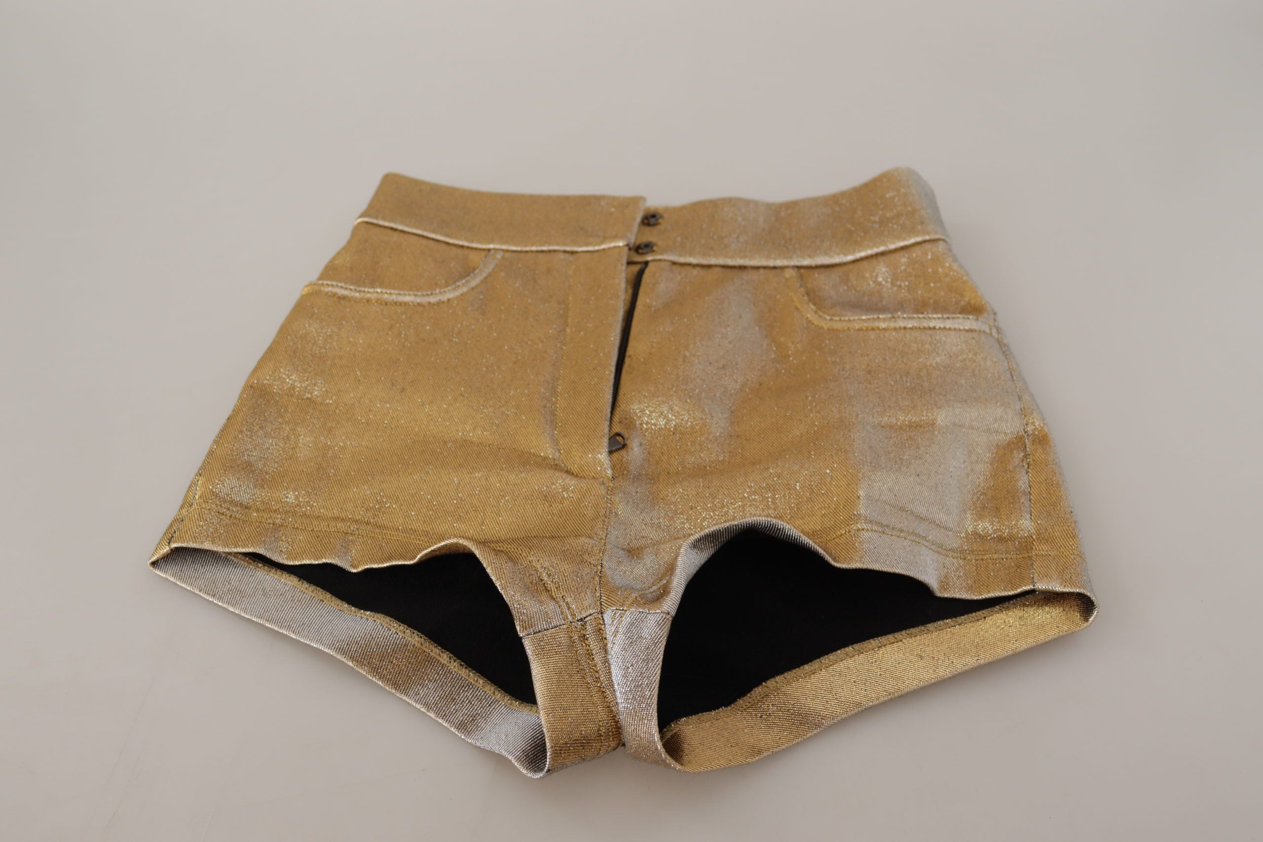 Dolce &amp; Gabbana Goldene Hotpants-Shorts mit hoher Taille