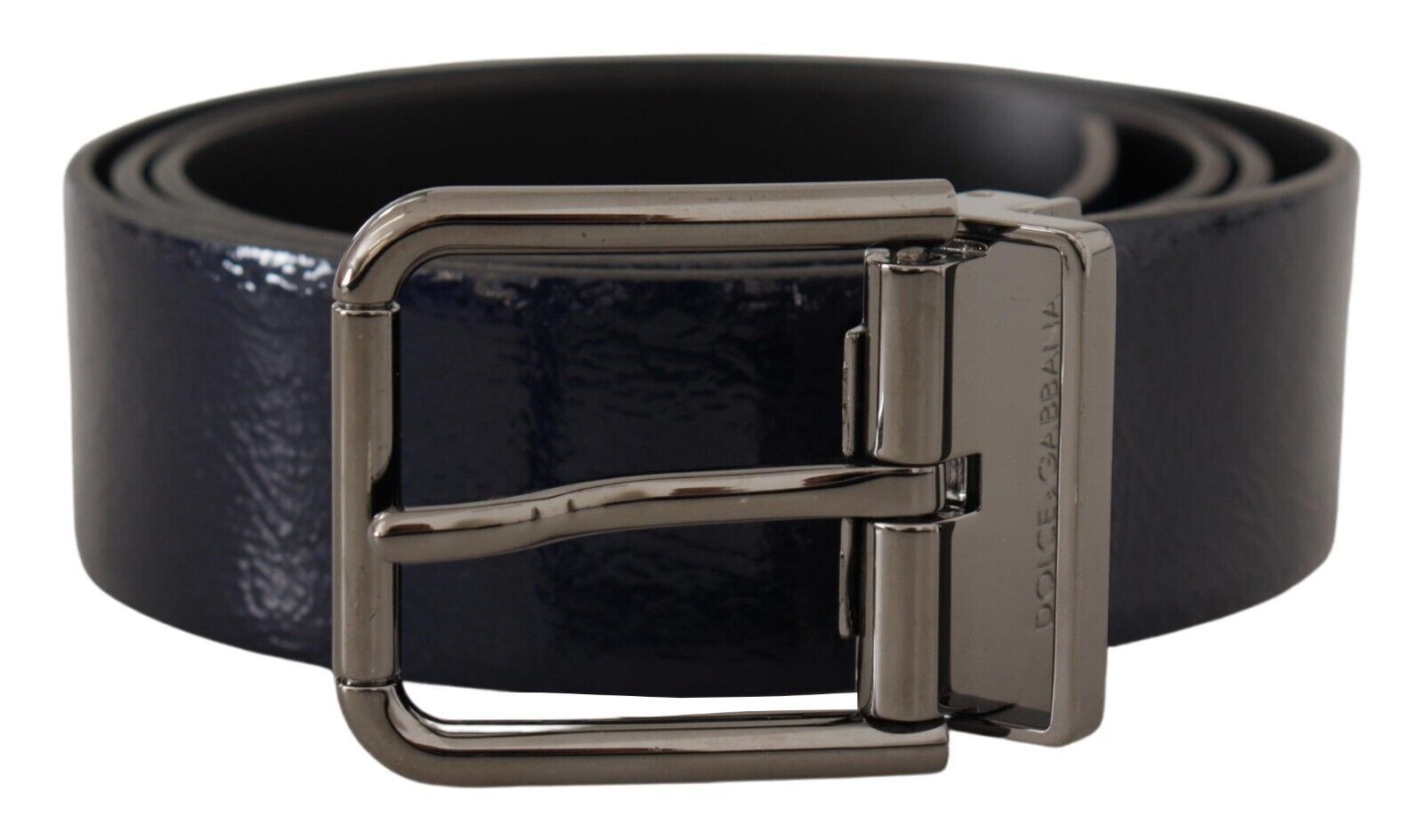 Dolce &amp; Gabbana Eleganter blauer Ledergürtel mit silberner Schnalle