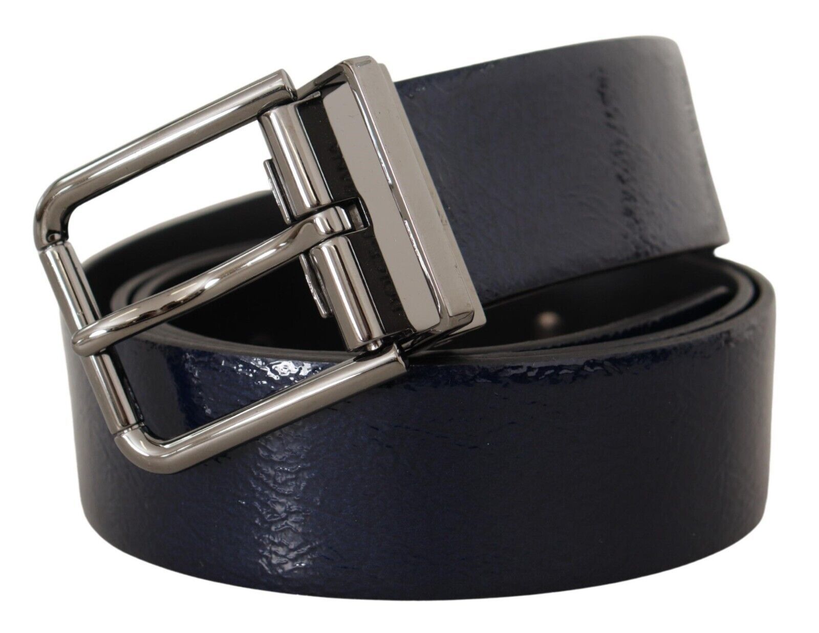 Dolce &amp; Gabbana Eleganter blauer Ledergürtel mit silberner Schnalle