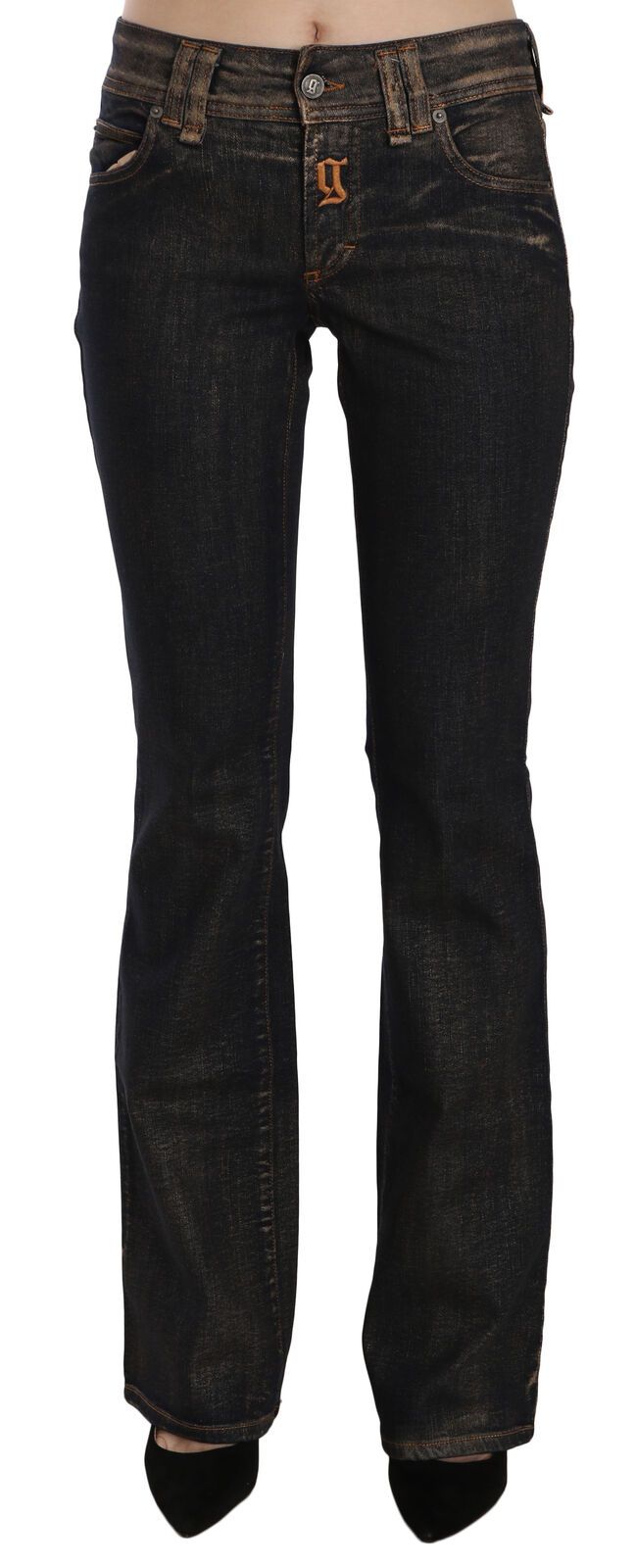 John Galliano Chic Ausgestellte Mid Waist Schwarzer Denim