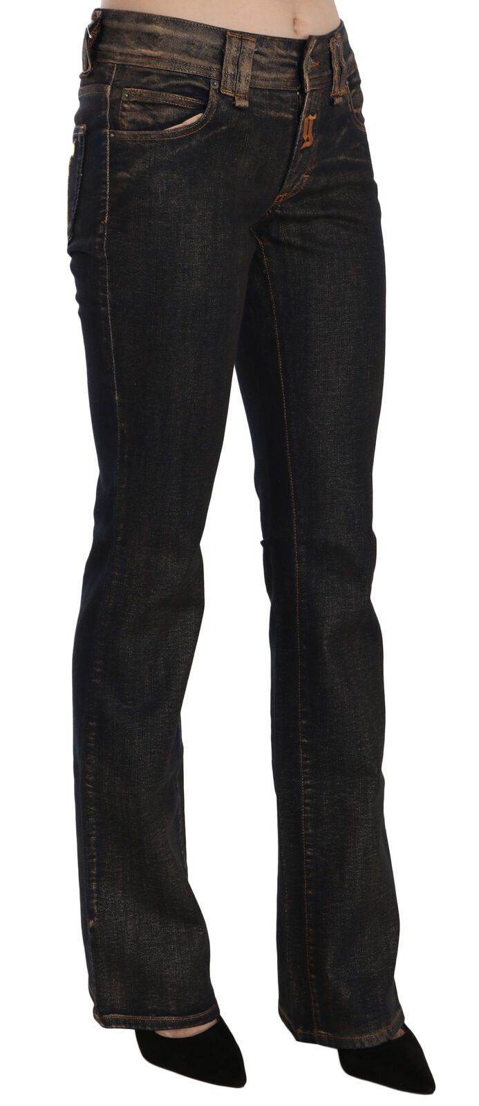 John Galliano Chic Ausgestellte Mid Waist Schwarzer Denim