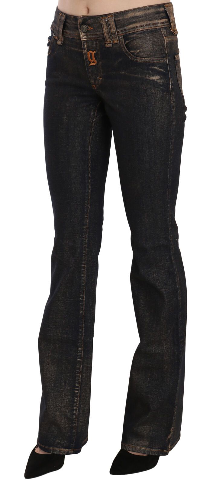 John Galliano Chic Ausgestellte Mid Waist Schwarzer Denim