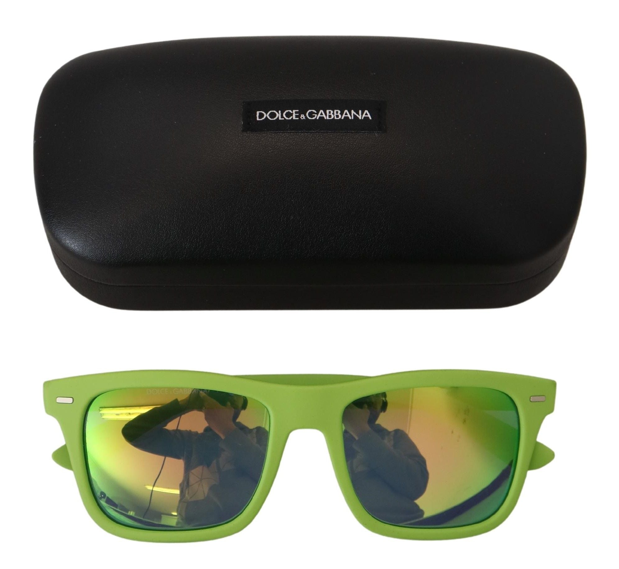 Dolce &amp; Gabbana – Schicke Sonnenbrille mit Vollrand in Säuregrün