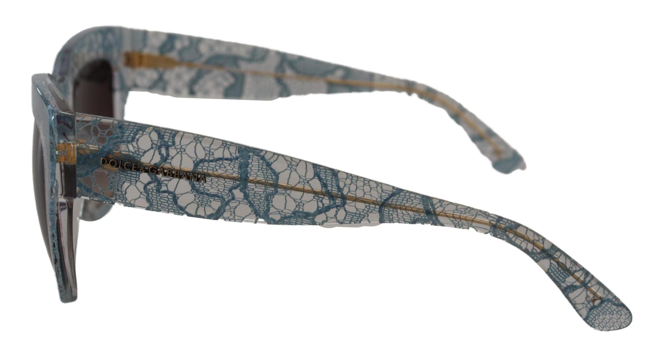 Dolce &amp; Gabbana Elegante blaue Sonnenbrille mit Spitzendetail