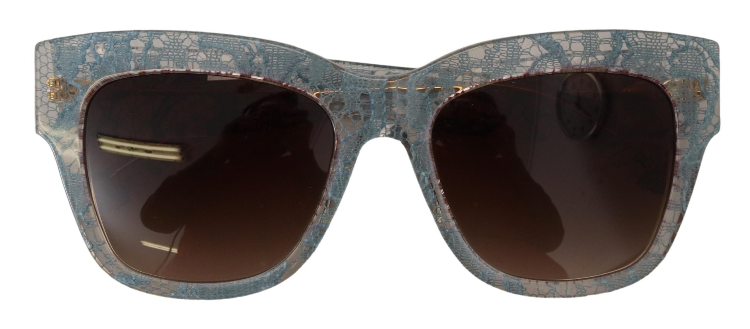 Dolce &amp; Gabbana Elegante blaue Sonnenbrille mit Spitzendetail