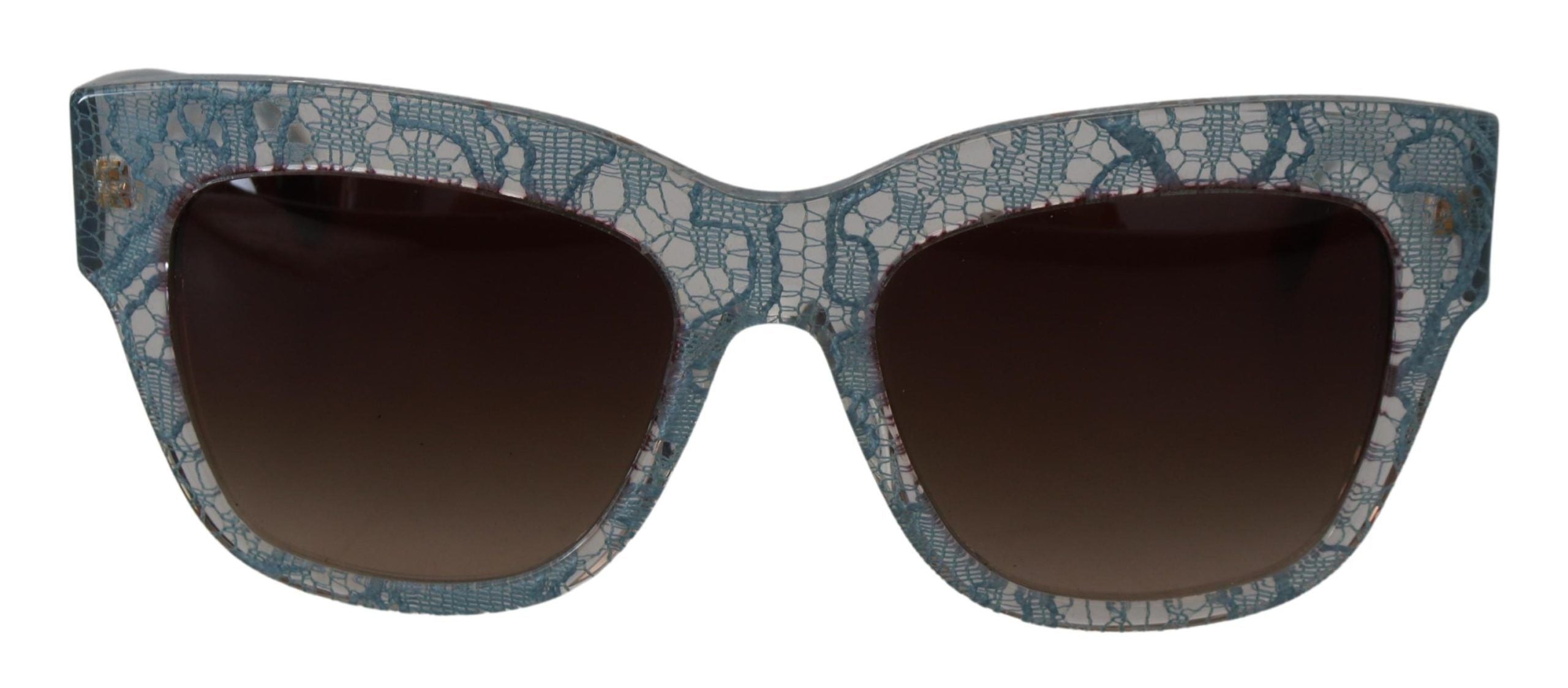 Dolce &amp; Gabbana Elegante blaue Sonnenbrille mit Spitzendetail