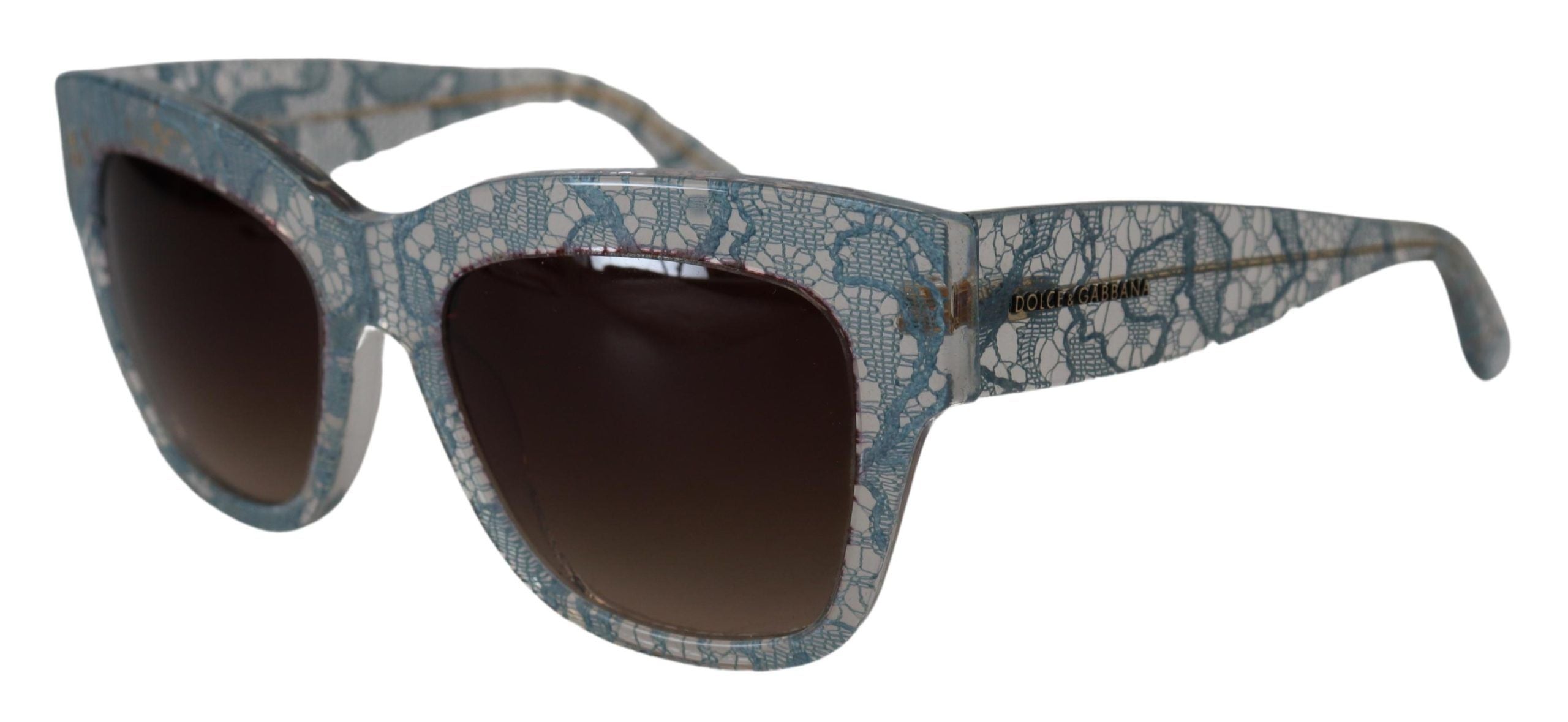 Dolce &amp; Gabbana Elegante blaue Sonnenbrille mit Spitzendetail