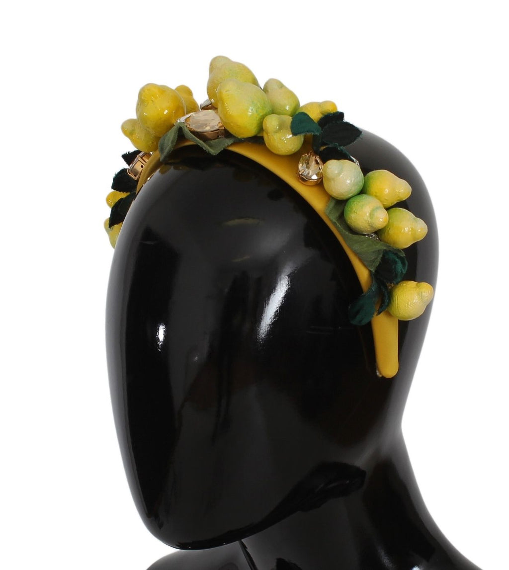 Dolce &amp; Gabbana Exquisites Seiden-Kristall-Zitronen-Stirnband-Diadem