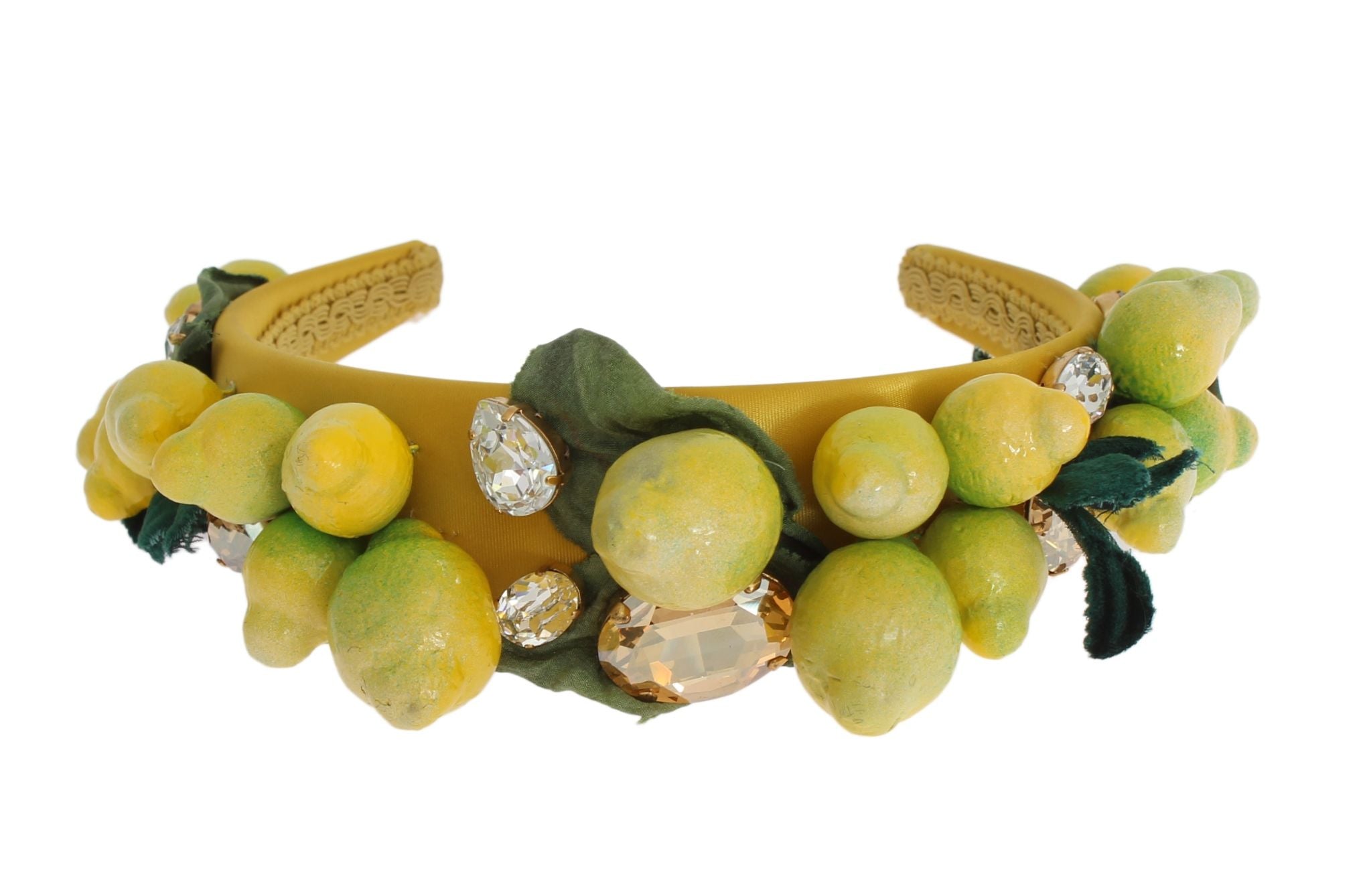 Dolce &amp; Gabbana Exquisites Seiden-Kristall-Zitronen-Stirnband-Diadem