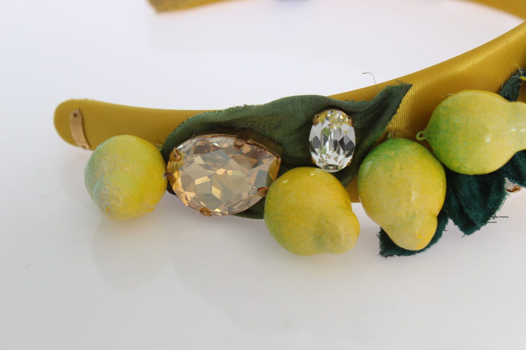 Dolce &amp; Gabbana Exquisites Seiden-Kristall-Zitronen-Stirnband-Diadem
