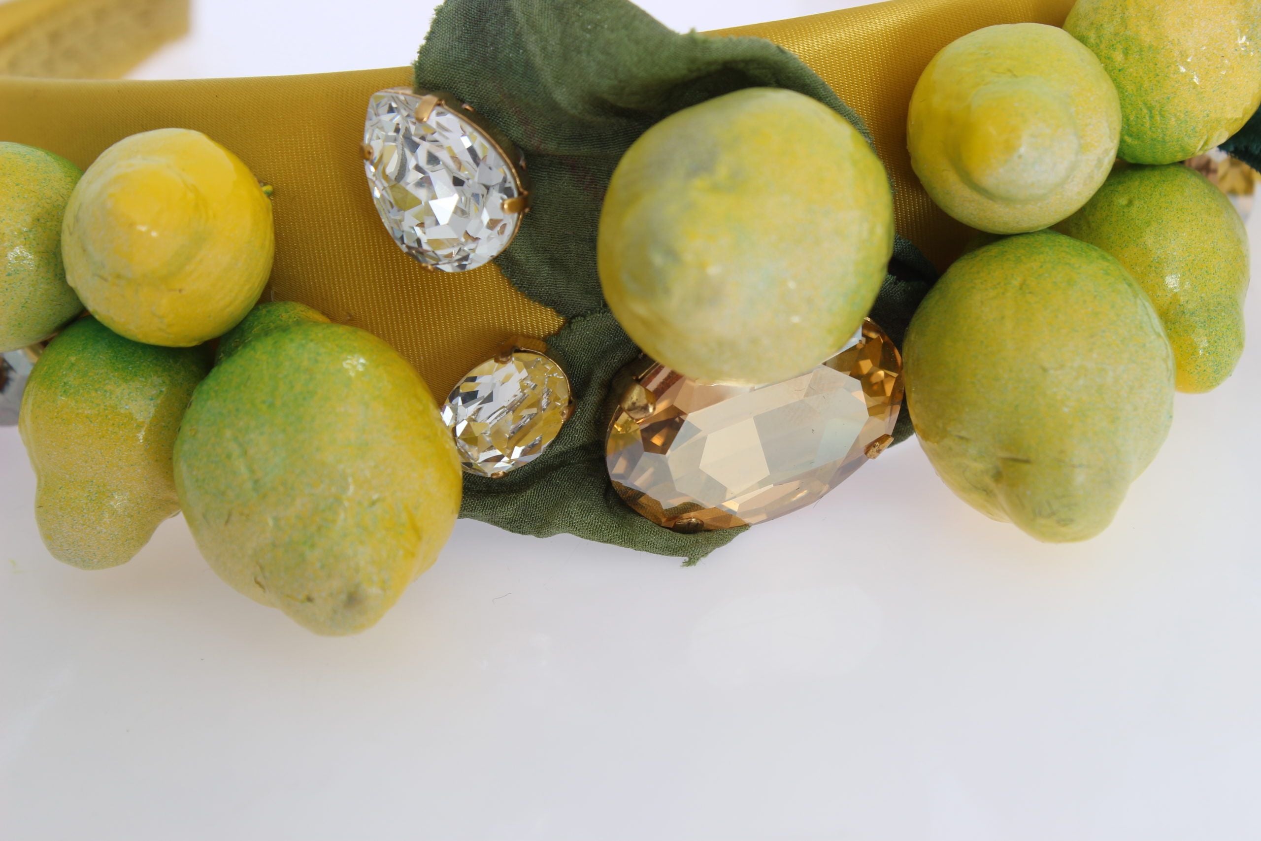 Dolce &amp; Gabbana Exquisites Seiden-Kristall-Zitronen-Stirnband-Diadem