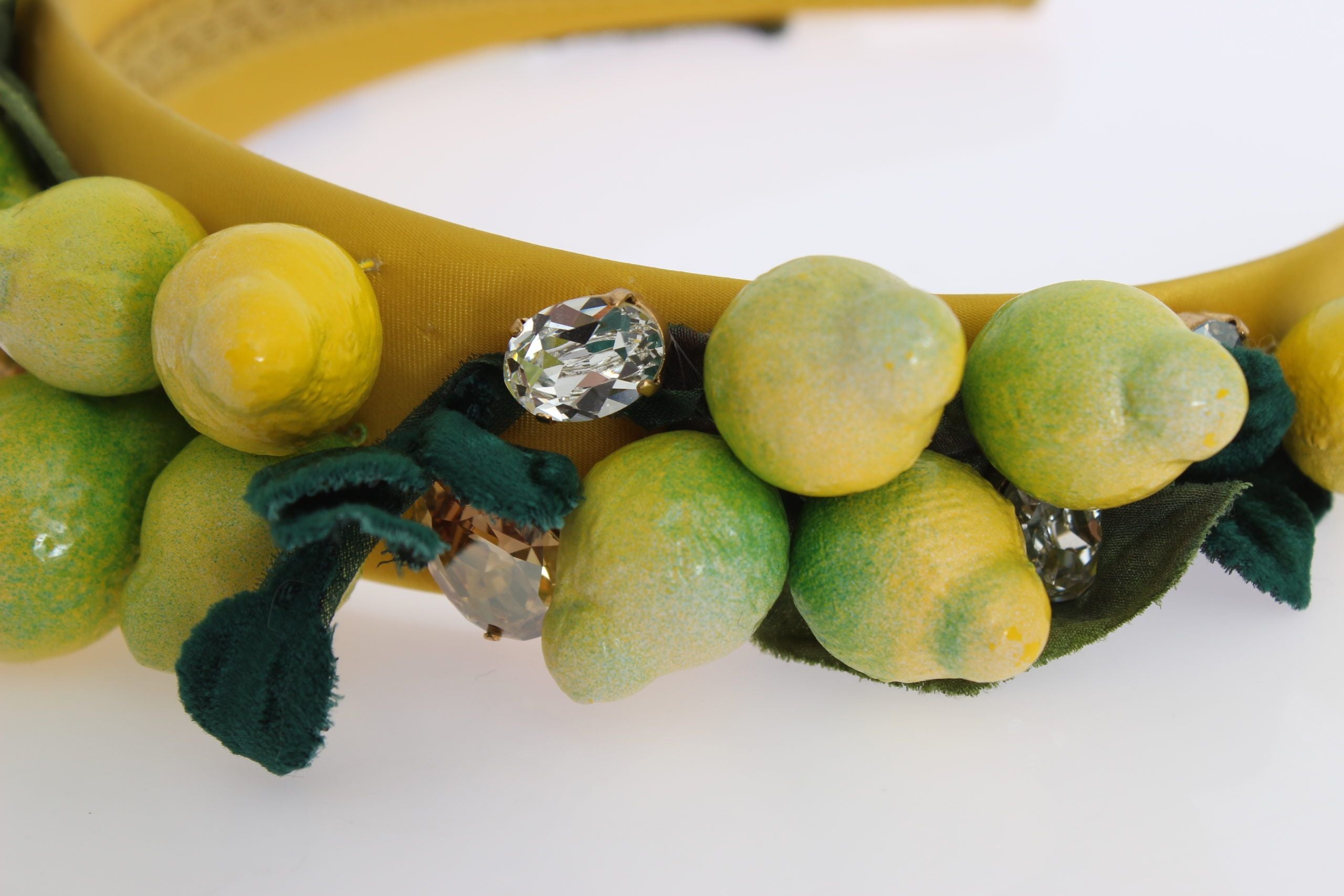 Dolce &amp; Gabbana Exquisites Seiden-Kristall-Zitronen-Stirnband-Diadem