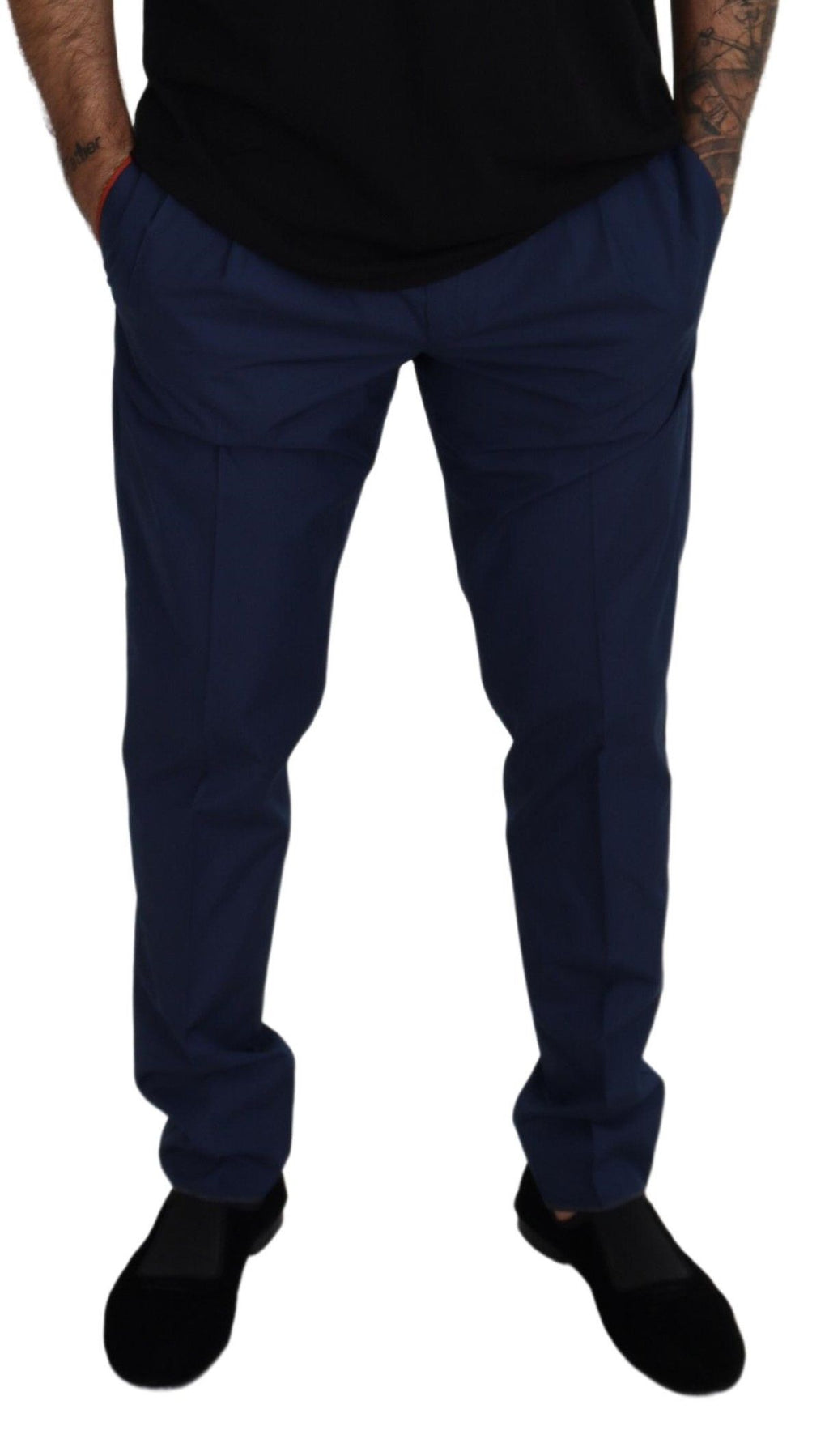 Dolce &amp; Gabbana Elegante Slim Fit Chinos aus blauer Seidenmischung