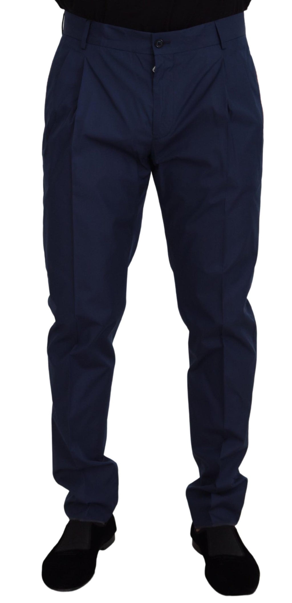 Dolce &amp; Gabbana Elegante Slim Fit Chinos aus blauer Seidenmischung