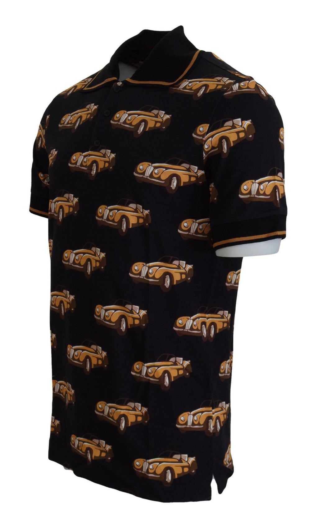 Dolce &amp; Gabbana – Elegantes Polo-T-Shirt mit Auto-Print in Schwarz