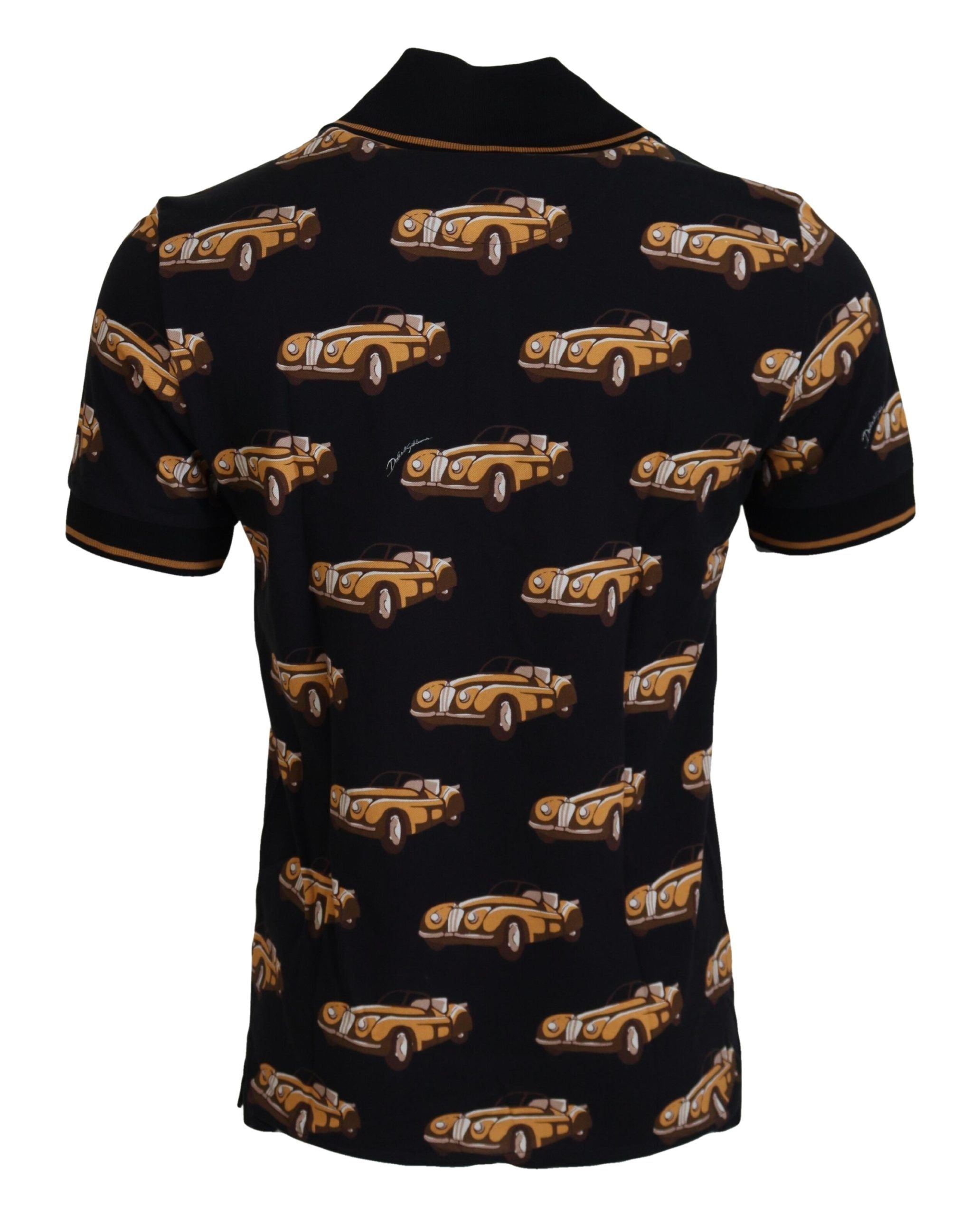 Dolce &amp; Gabbana – Elegantes Polo-T-Shirt mit Auto-Print in Schwarz