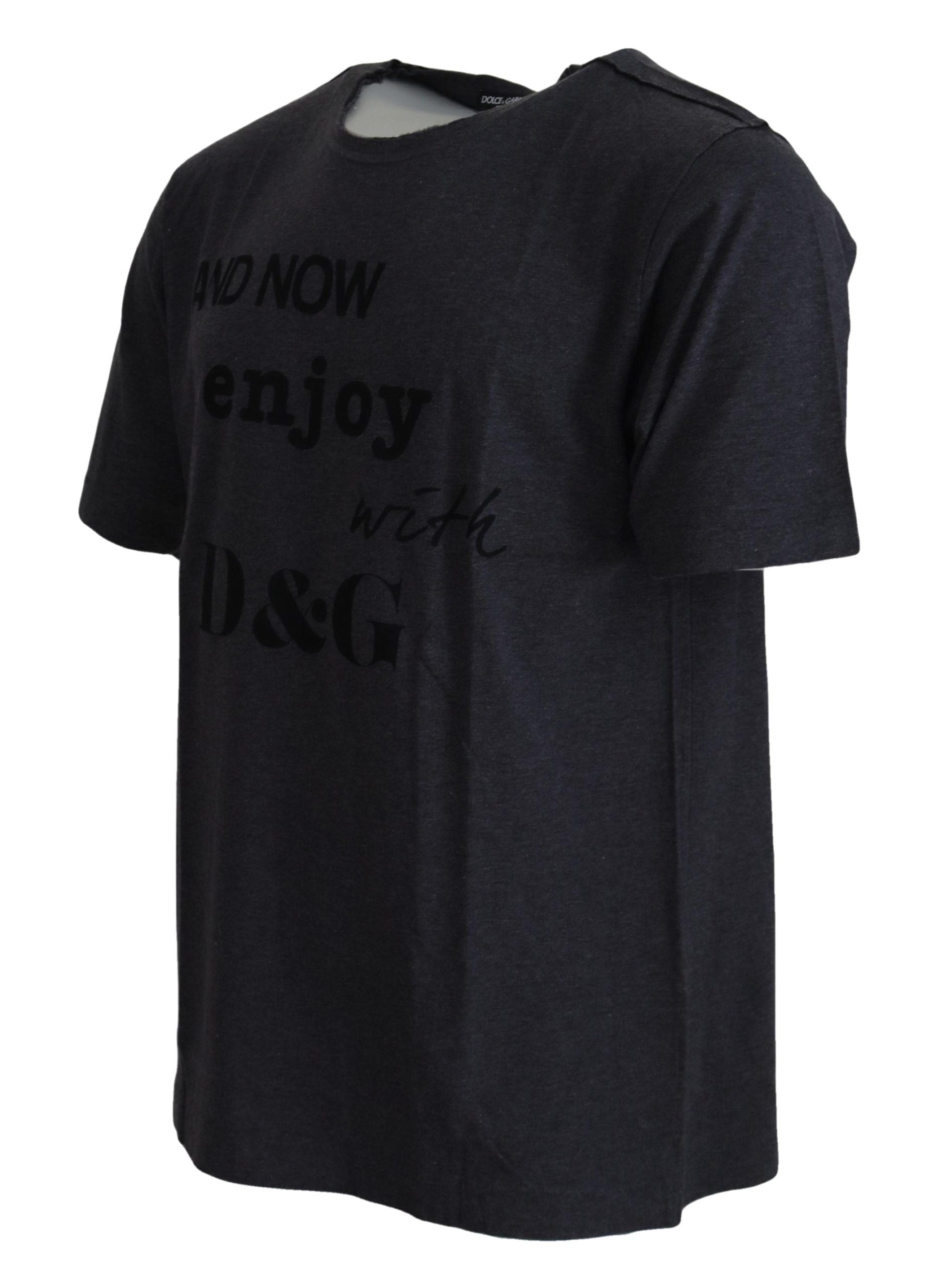Dolce &amp; Gabbana – Elegantes T-Shirt mit Rundhalsausschnitt und grauem Motiv