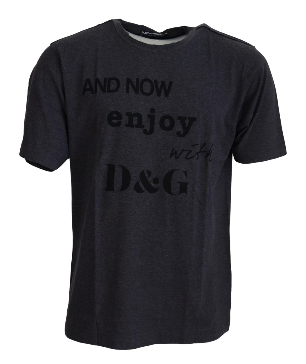 Dolce &amp; Gabbana – Elegantes T-Shirt mit Rundhalsausschnitt und grauem Motiv