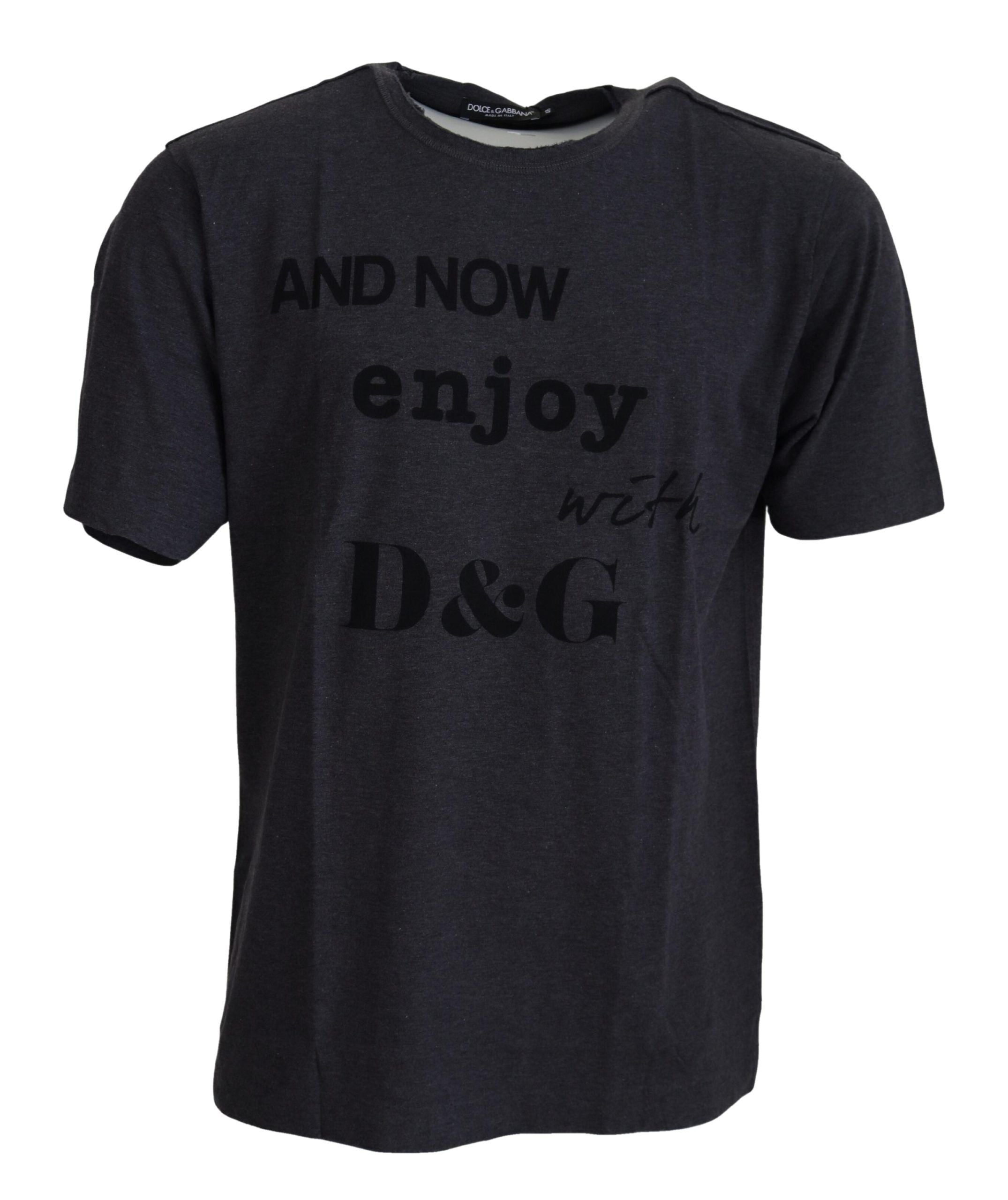 Dolce &amp; Gabbana – Elegantes T-Shirt mit Rundhalsausschnitt und grauem Motiv