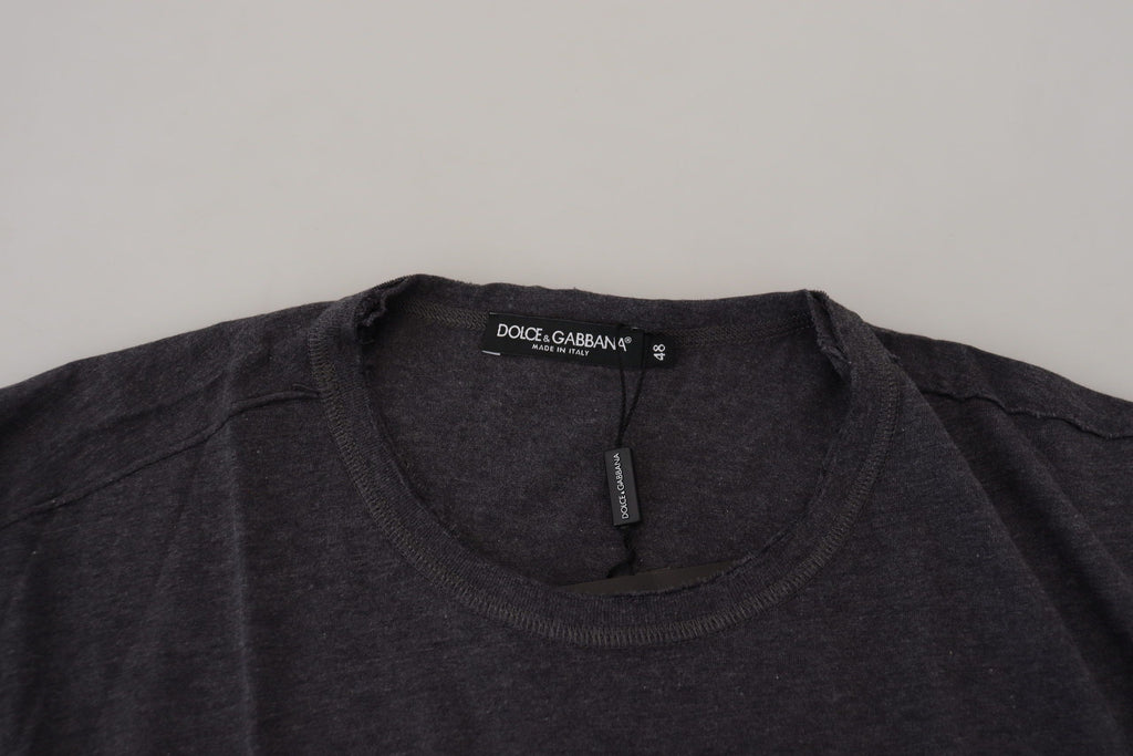 Dolce &amp; Gabbana – Elegantes T-Shirt mit Rundhalsausschnitt und grauem Motiv