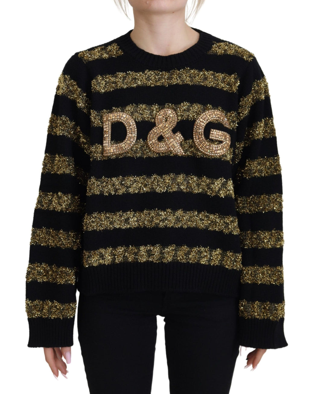Dolce & Gabbana Black Gold D&G Crystal Cashmere Sweater