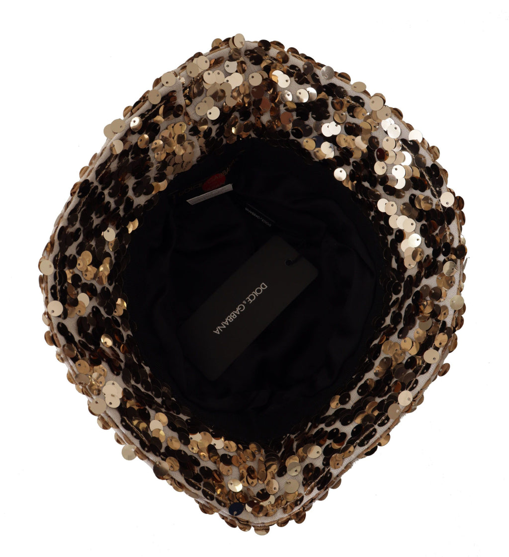 Dolce &amp; Gabbana – Eleganter, mit Pailletten besetzter goldener Fischerhut