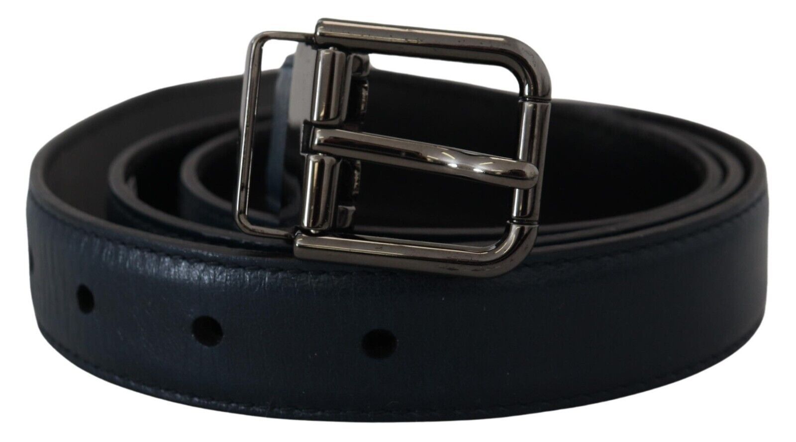 Dolce &amp; Gabbana Eleganter dunkelblauer Ledergürtel