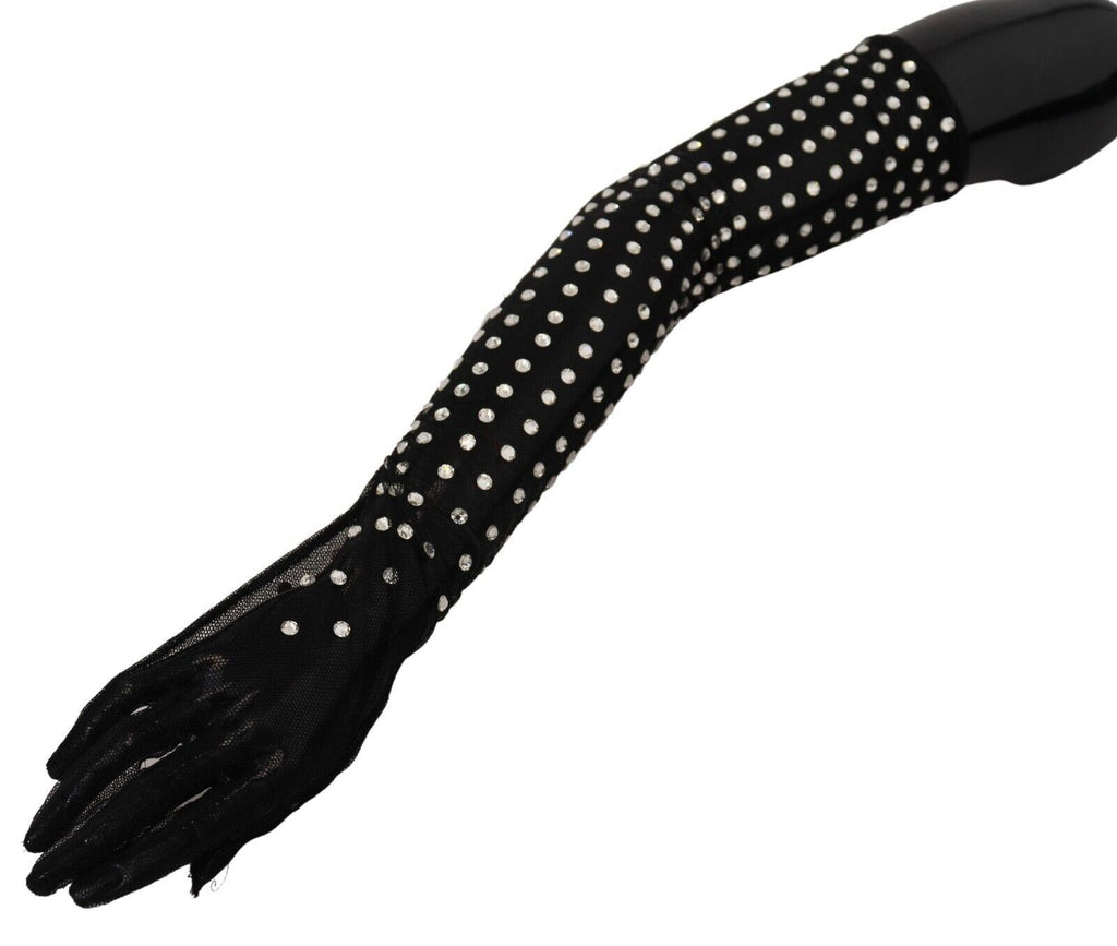 Dolce &amp; Gabbana – Elegante, ellenbogenlange schwarze Handschuhe