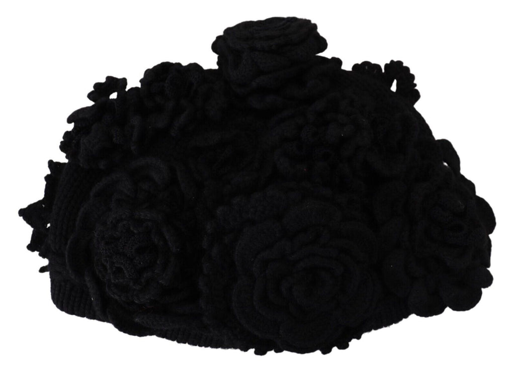 Dolce &amp; Gabbana Elegante schwarze Beanie-Mütze aus Schurwolle