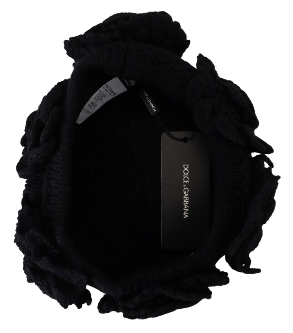 Dolce &amp; Gabbana Elegante schwarze Beanie-Mütze aus Schurwolle