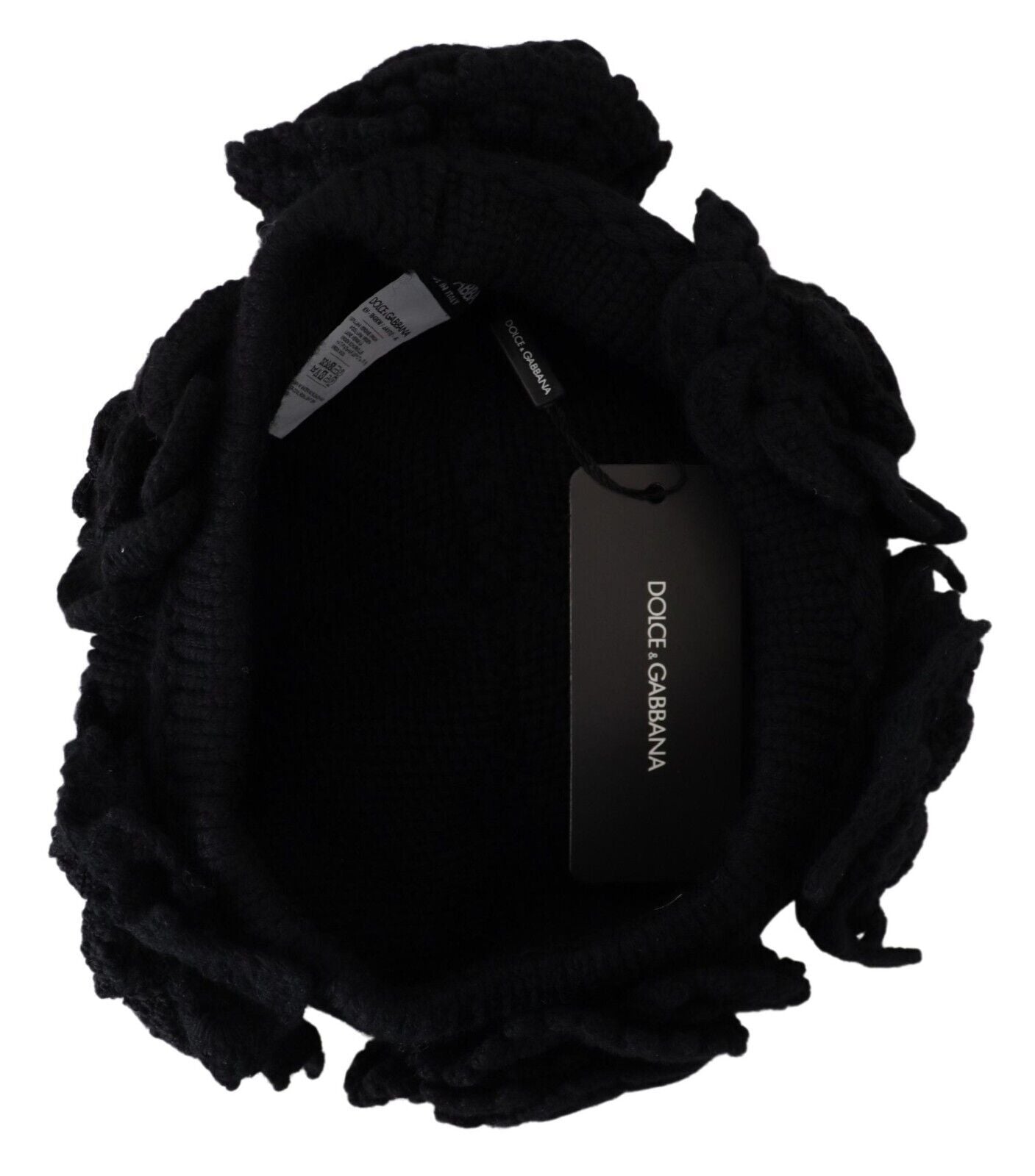 Dolce &amp; Gabbana Elegante schwarze Beanie-Mütze aus Schurwolle