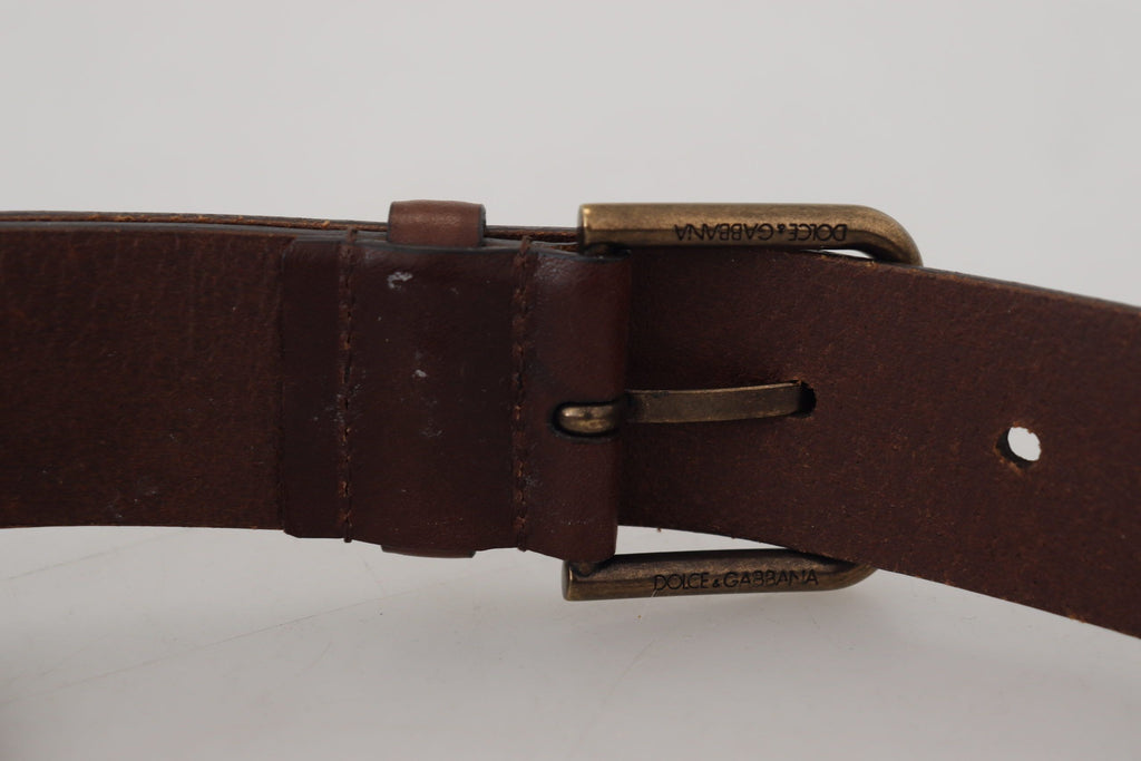 Dolce &amp; Gabbana Eleganter brauner Ledergürtel mit Metallschnalle