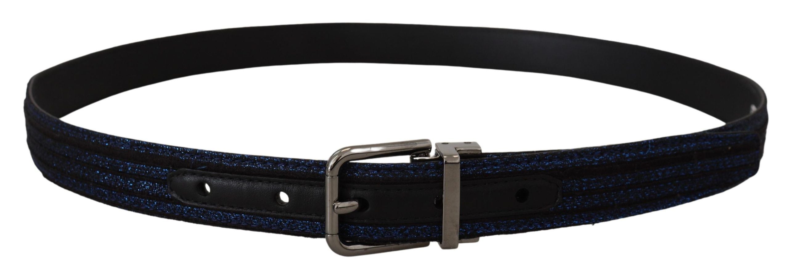 Dolce &amp; Gabbana Eleganter blauer Jacquard-Ledergürtel