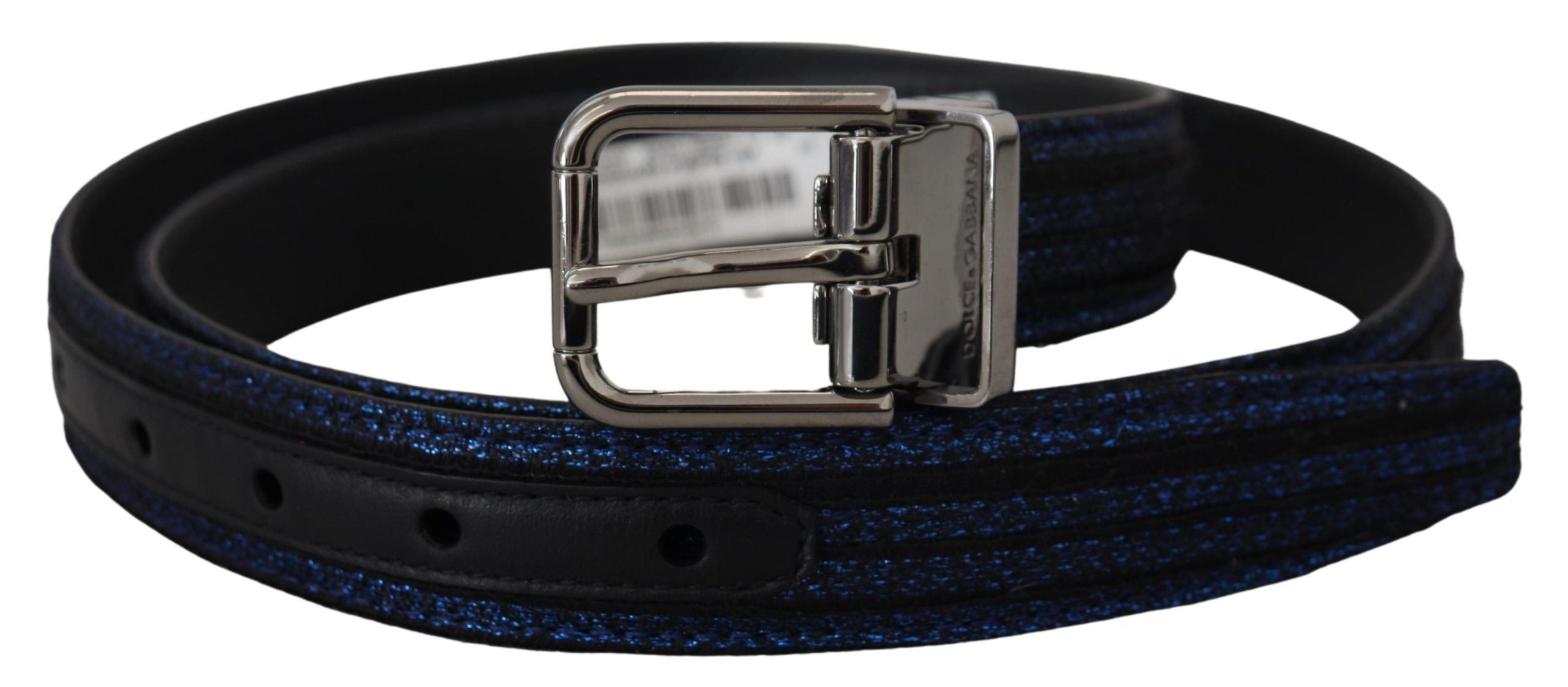 Dolce &amp; Gabbana Eleganter blauer Jacquard-Ledergürtel