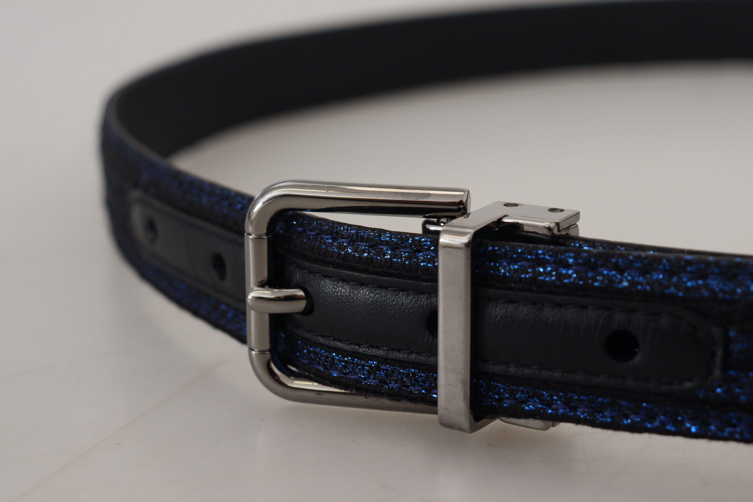 Dolce &amp; Gabbana Eleganter blauer Jacquard-Ledergürtel