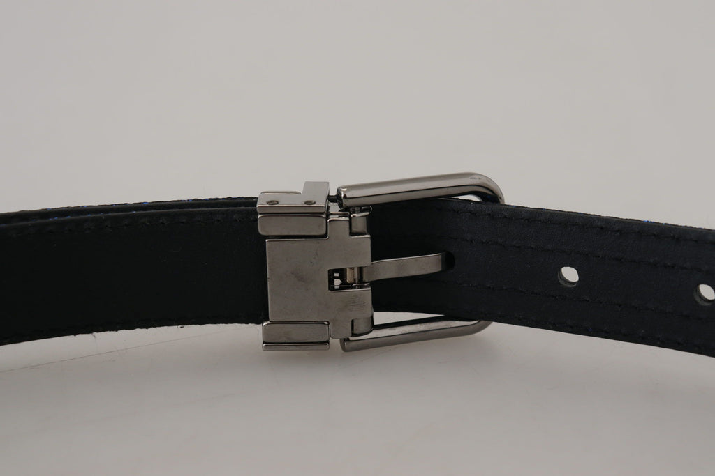 Dolce &amp; Gabbana Eleganter blauer Jacquard-Ledergürtel