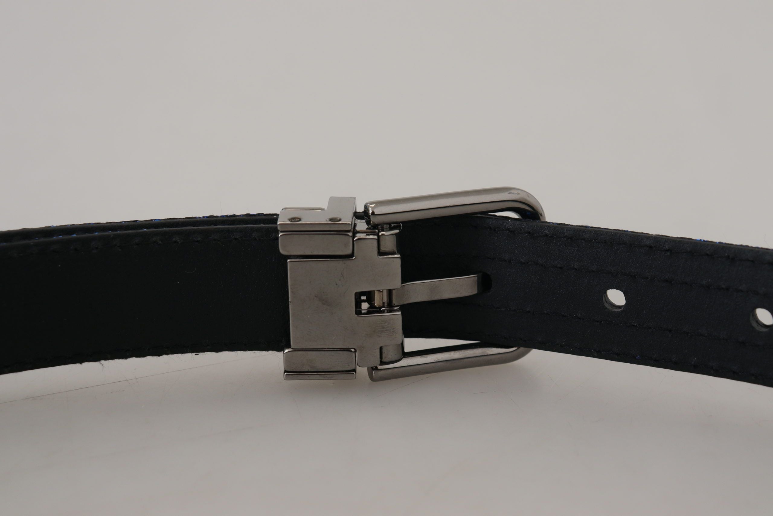 Dolce &amp; Gabbana Eleganter blauer Jacquard-Ledergürtel