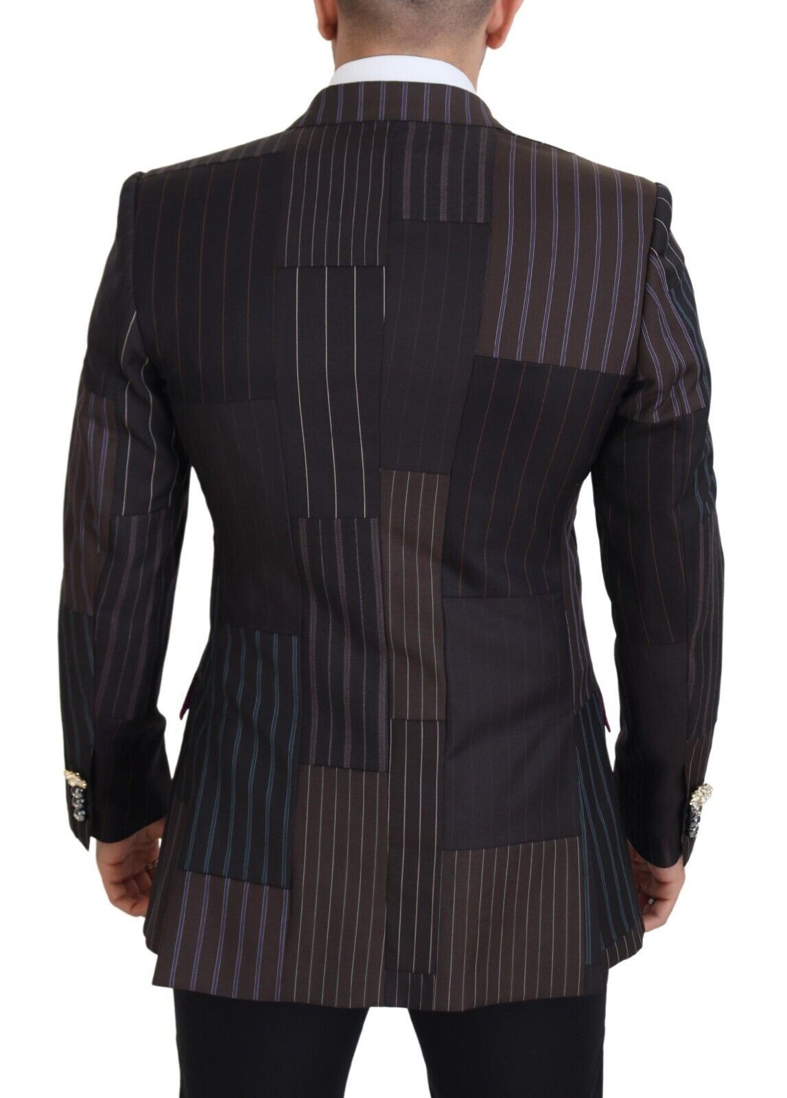 Dolce &amp; Gabbana, mehrfarbiger Slim-Fit-Blazer aus Woll-Seiden-Mischung
