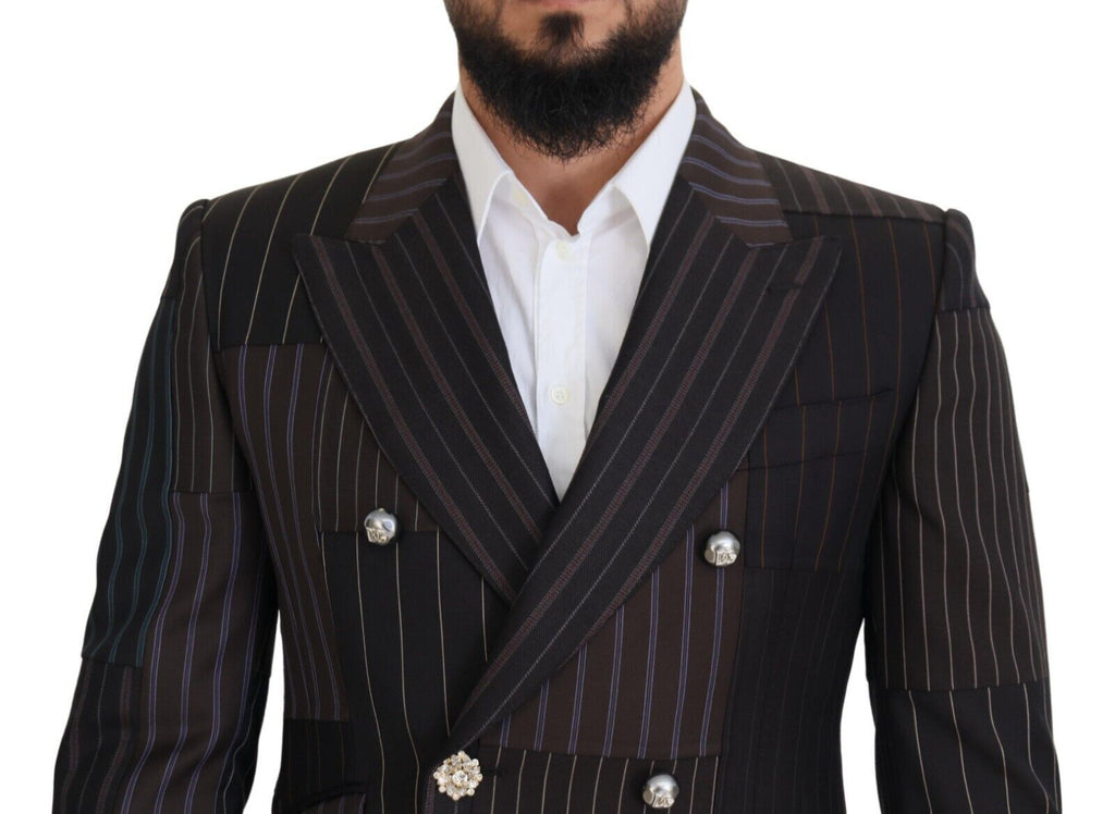 Dolce &amp; Gabbana, mehrfarbiger Slim-Fit-Blazer aus Woll-Seiden-Mischung