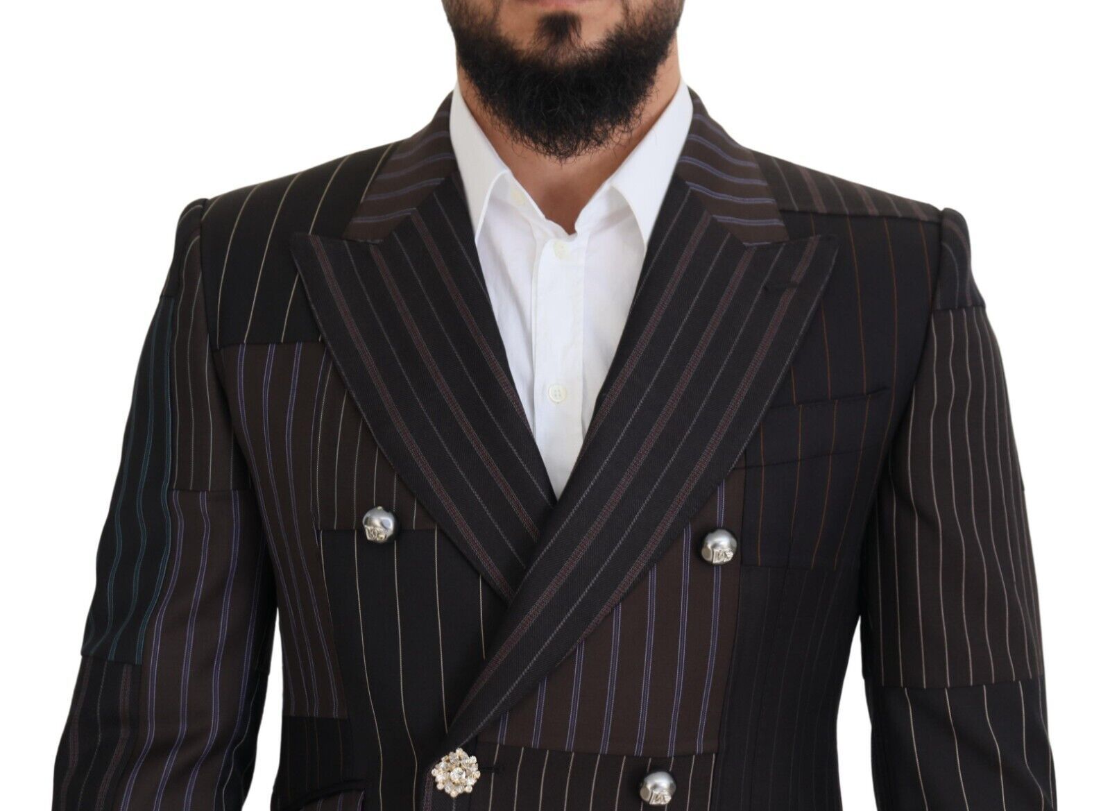 Dolce &amp; Gabbana, mehrfarbiger Slim-Fit-Blazer aus Woll-Seiden-Mischung