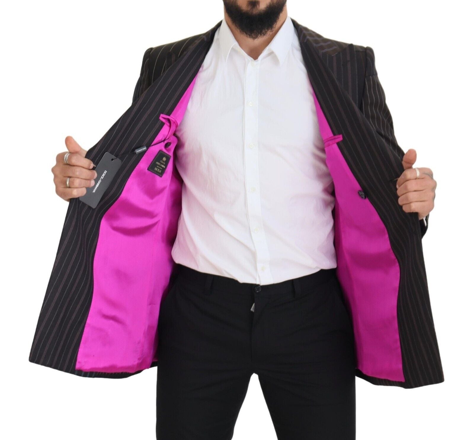 Dolce &amp; Gabbana, mehrfarbiger Slim-Fit-Blazer aus Woll-Seiden-Mischung