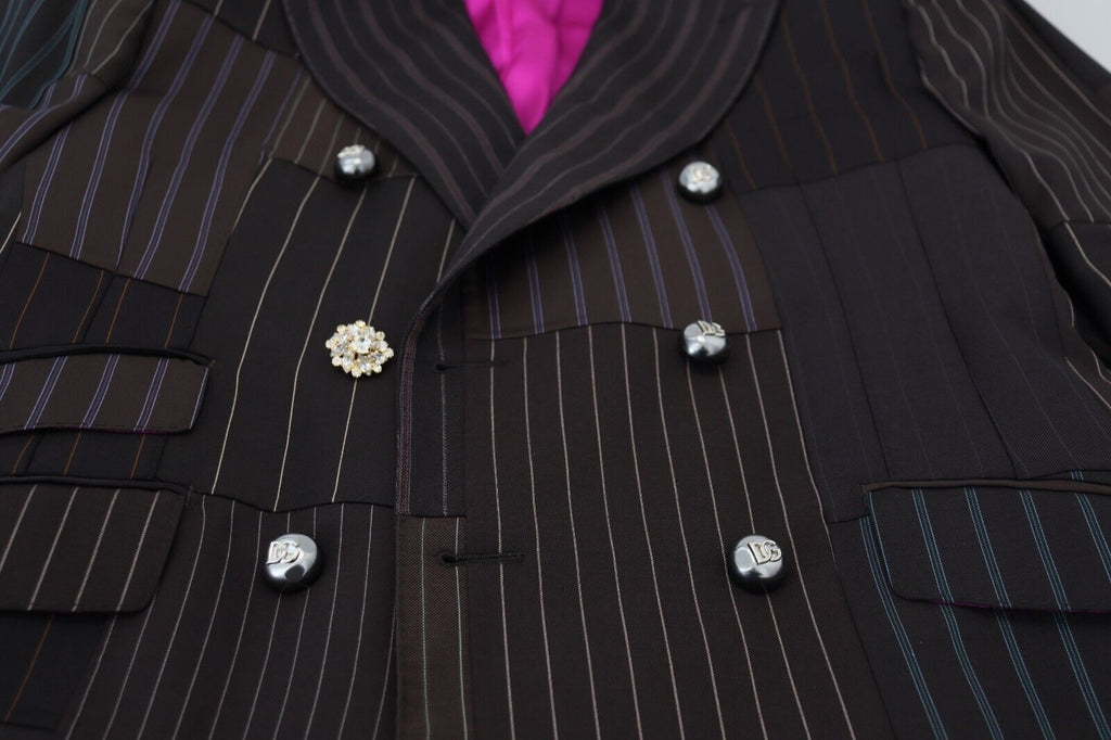 Dolce &amp; Gabbana, mehrfarbiger Slim-Fit-Blazer aus Woll-Seiden-Mischung