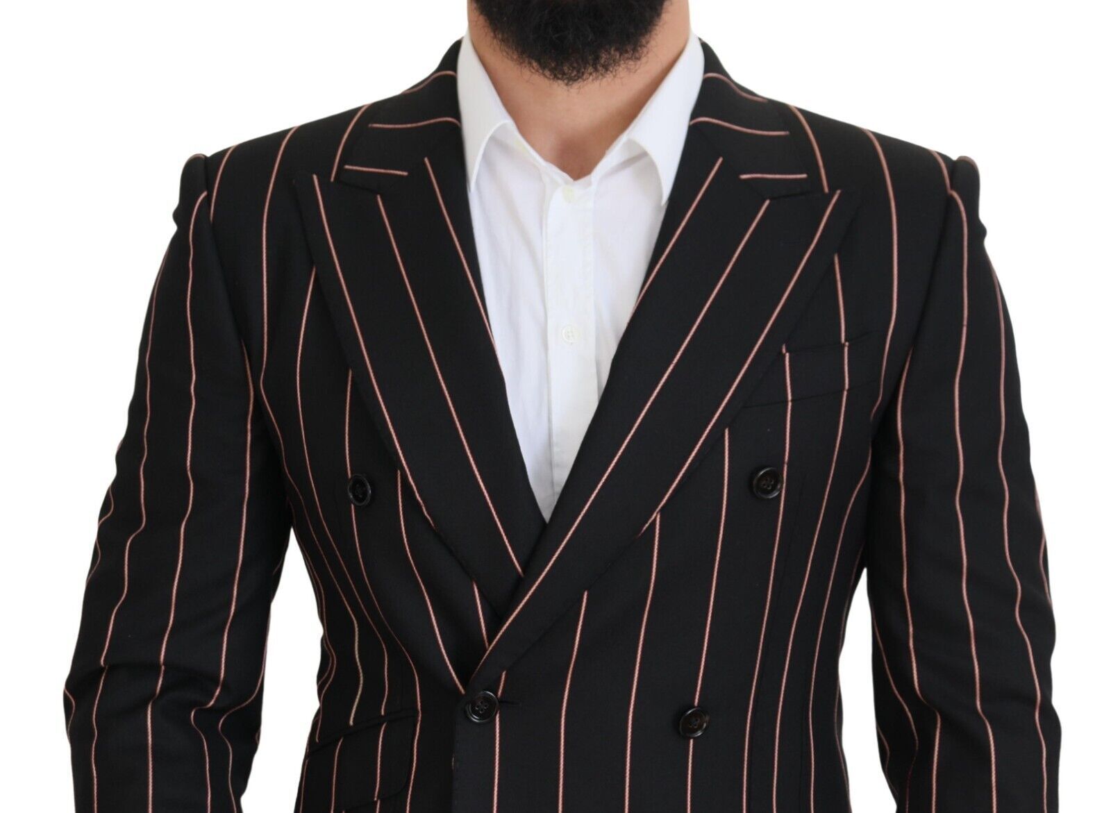 Dolce &amp; Gabbana Eleganter Slim Fit Zweireihiger Schwarzer Blazer